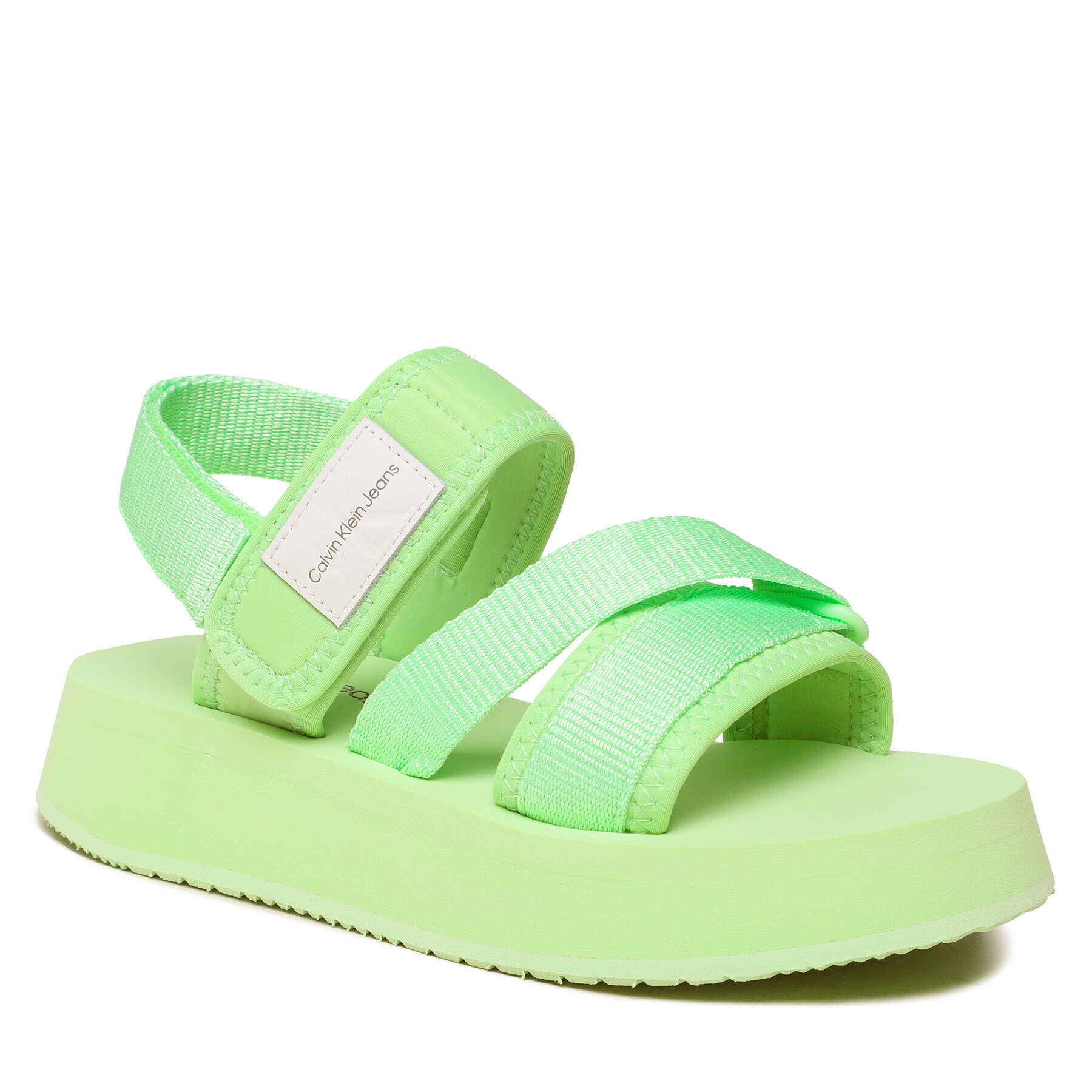 Calvin Klein Jeans Sandali Prefresato Sandal Badge YW0YW00967 Zelena - Pepit.si