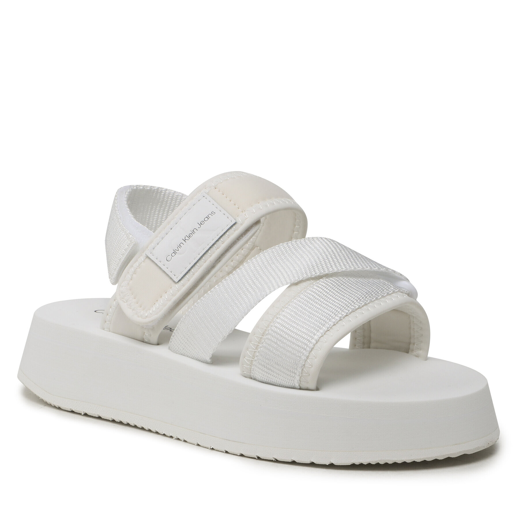 Calvin Klein Jeans Sandali Prefresato Sandal Bagde YW0YW00967 Bela - Pepit.si