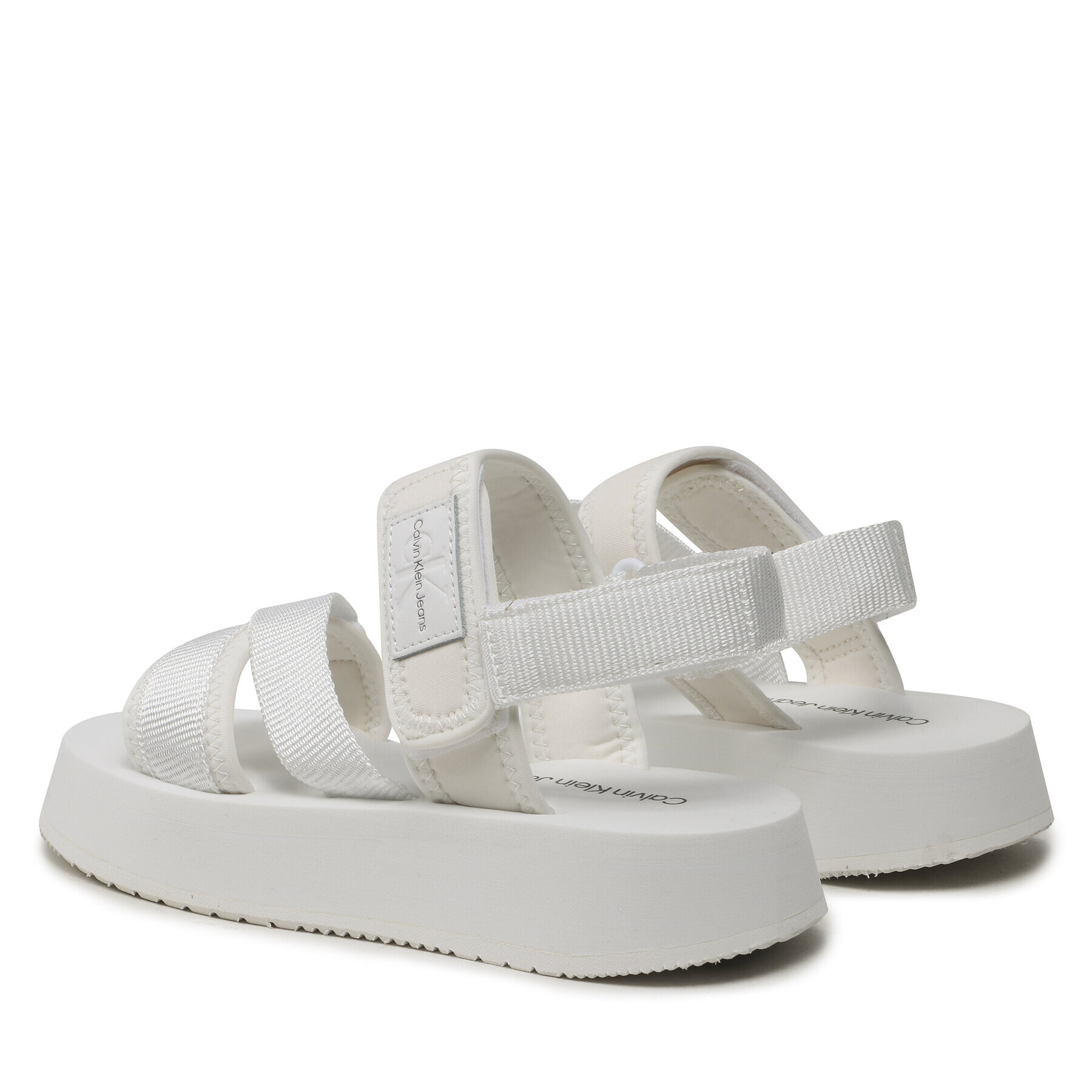 Calvin Klein Jeans Sandali Prefresato Sandal Bagde YW0YW00967 Bela - Pepit.si