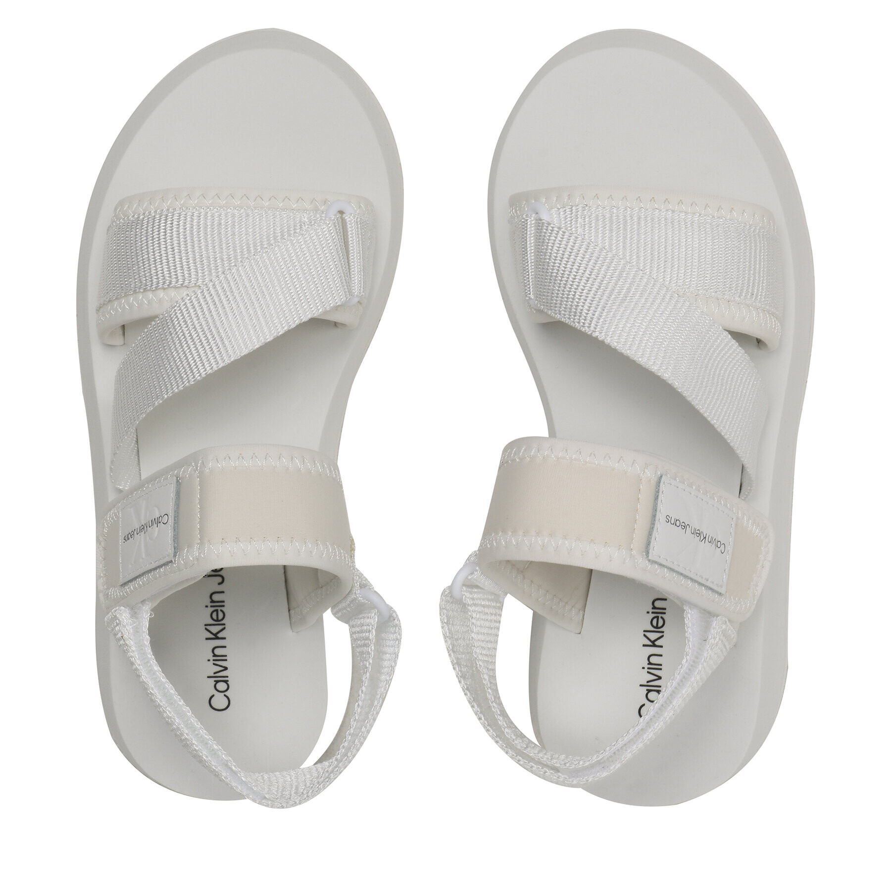 Calvin Klein Jeans Sandali Prefresato Sandal Bagde YW0YW00967 Bela - Pepit.si