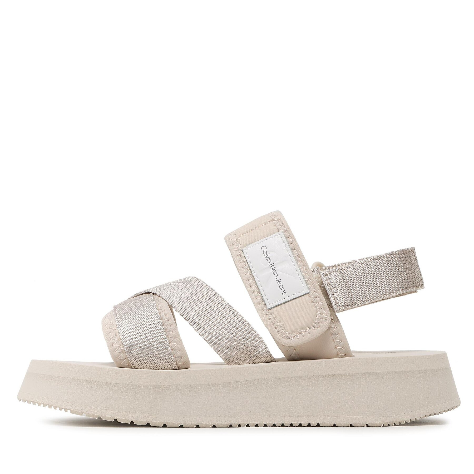 Calvin Klein Jeans Sandali Prefresato Sandal Bagde YW0YW00967 Bež - Pepit.si