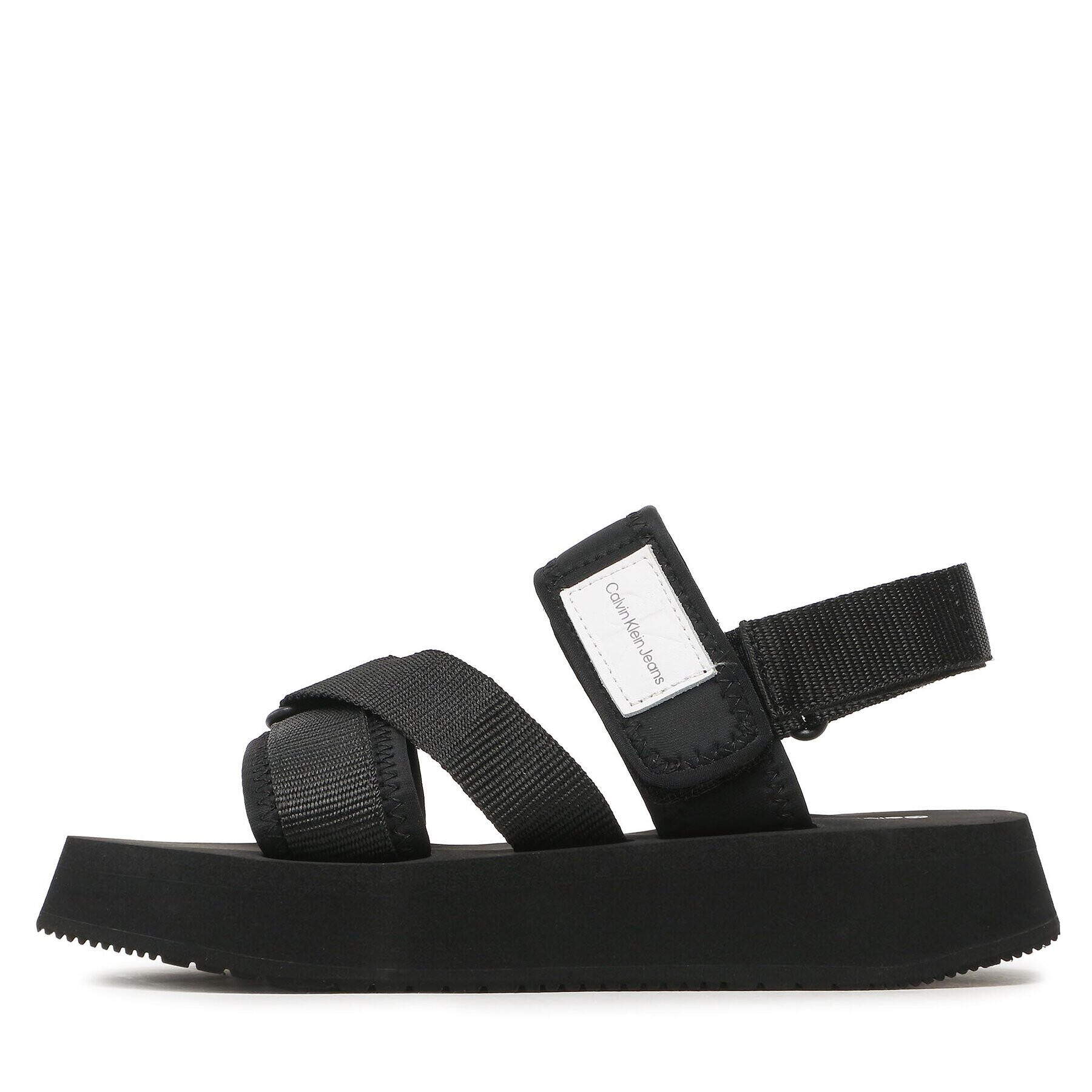 Calvin Klein Jeans Sandali Prefresato Sandal Bagde YW0YW00967 Črna - Pepit.si