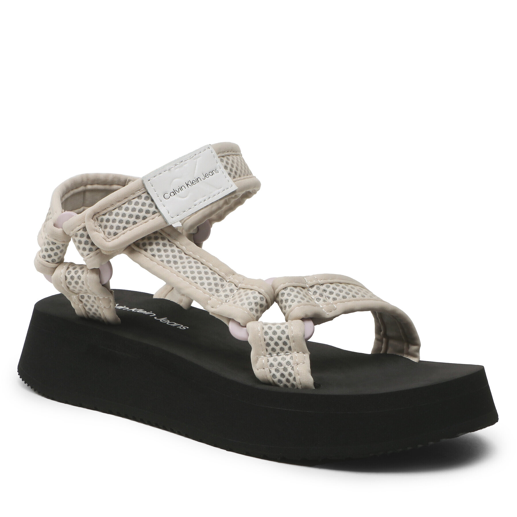 Calvin Klein Jeans Sandali Prefresato Sandal Webbing Mesh YW0YW00969 Bež - Pepit.si