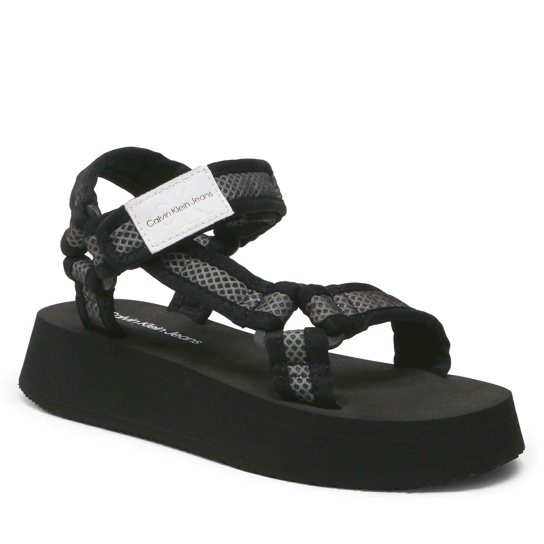 Calvin Klein Jeans Sandali Prefresato Sandal Webbing Mesh YW0YW00969 Črna - Pepit.si