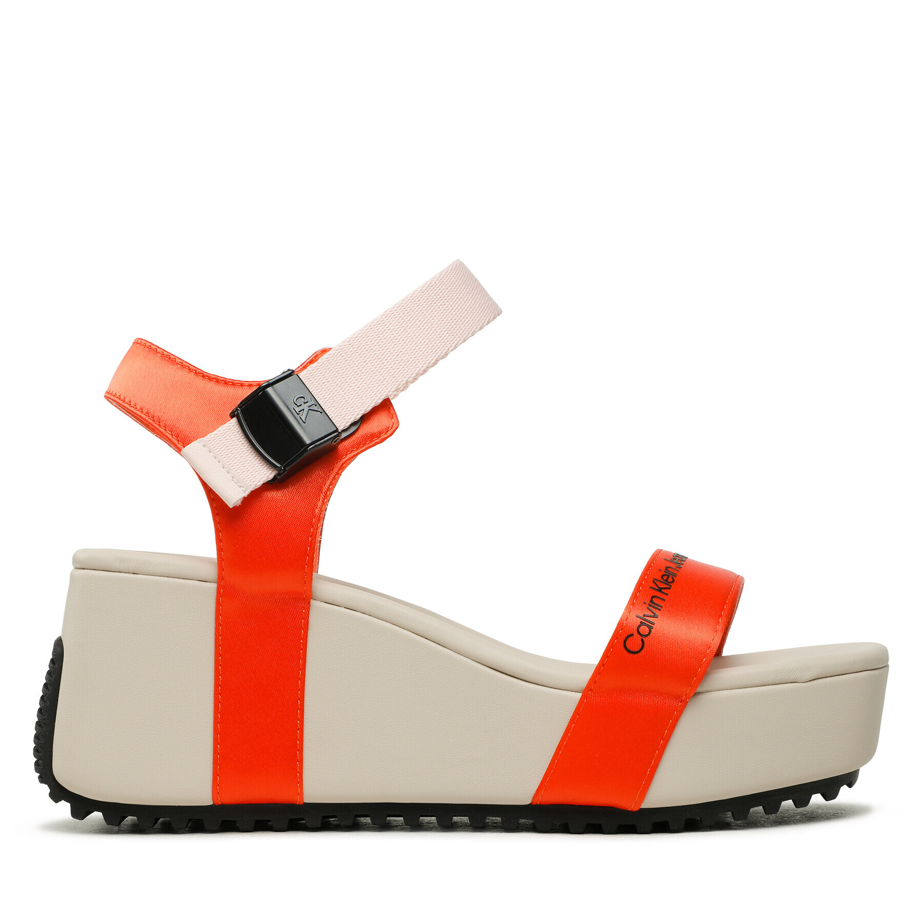 Calvin Klein Jeans Sandali Wedge Block Sandal Satin/Hw YW0YW00980 Oranžna - Pepit.si