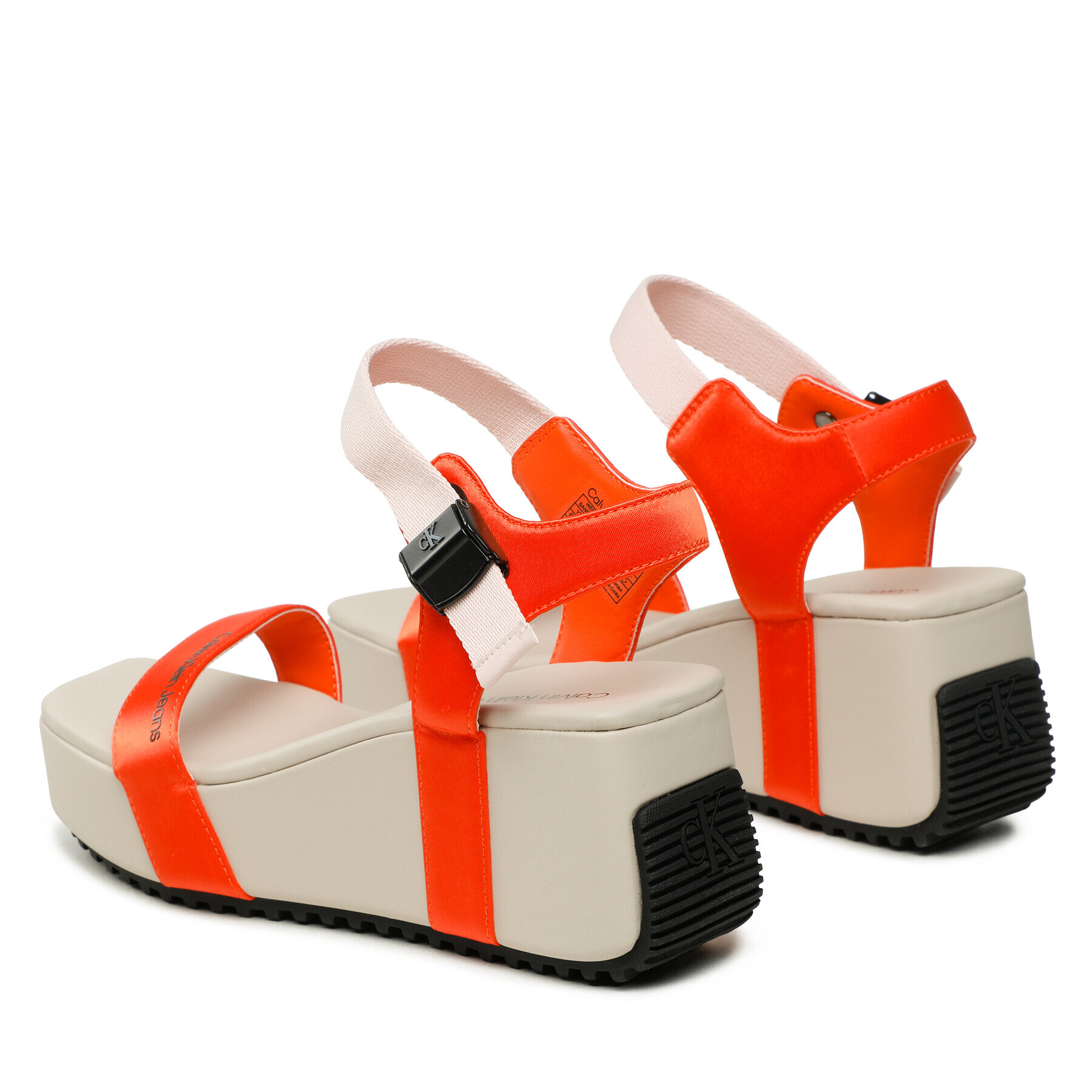 Calvin Klein Jeans Sandali Wedge Block Sandal Satin/Hw YW0YW00980 Oranžna - Pepit.si