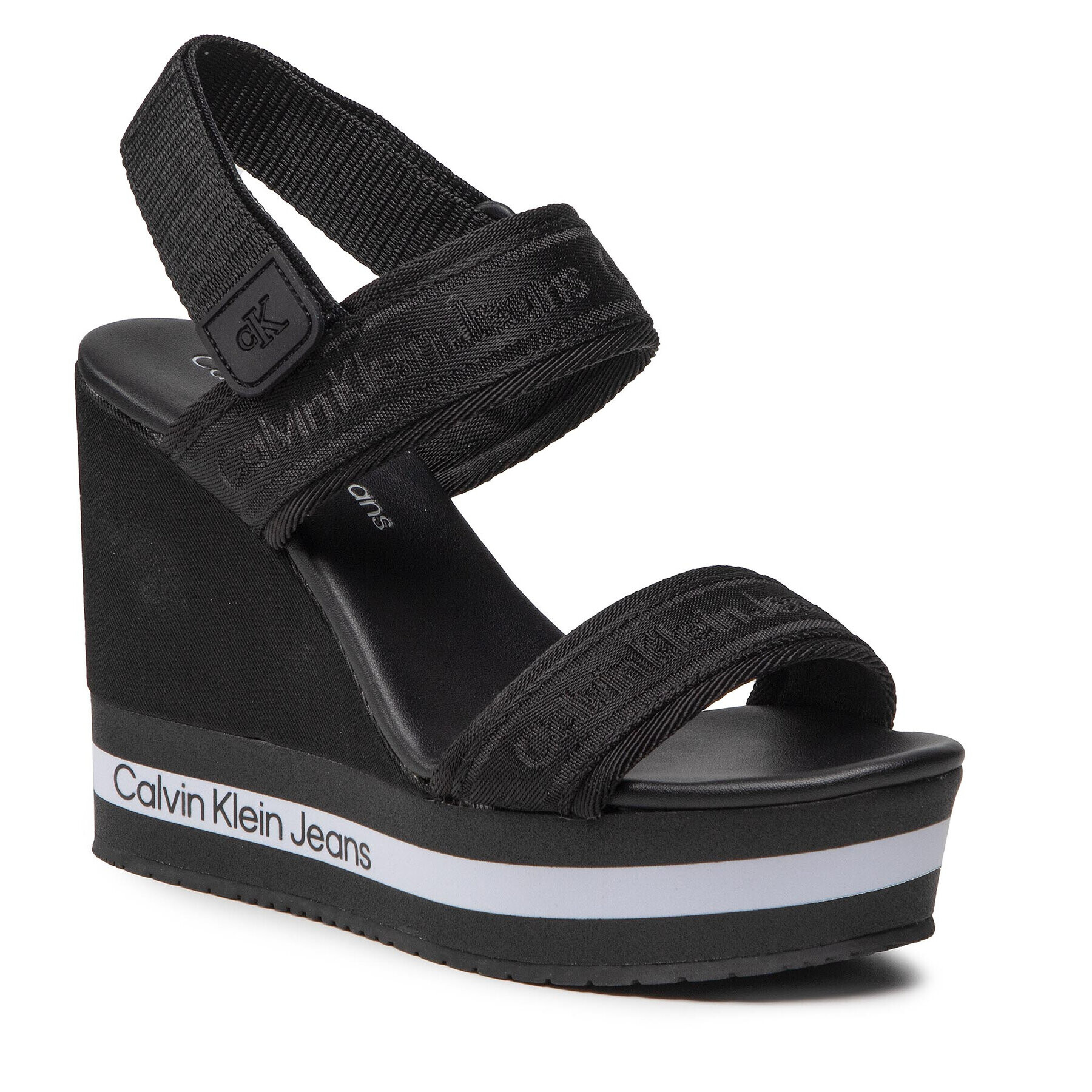 Calvin Klein Jeans Sandali Wedge Sandal Sling Pes YW0YW00572 Črna - Pepit.si