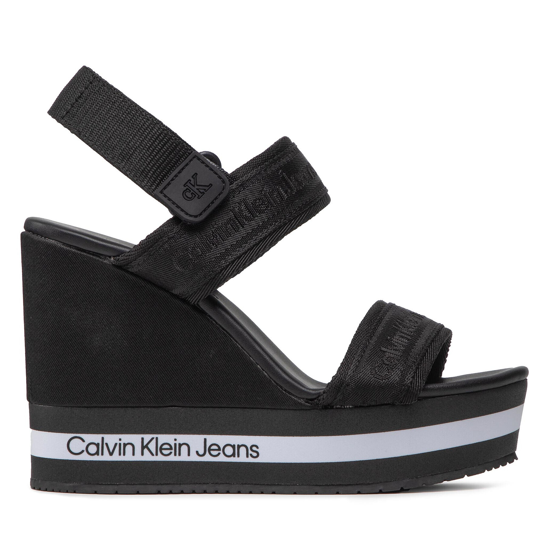 Calvin Klein Jeans Sandali Wedge Sandal Sling Pes YW0YW00572 Črna - Pepit.si