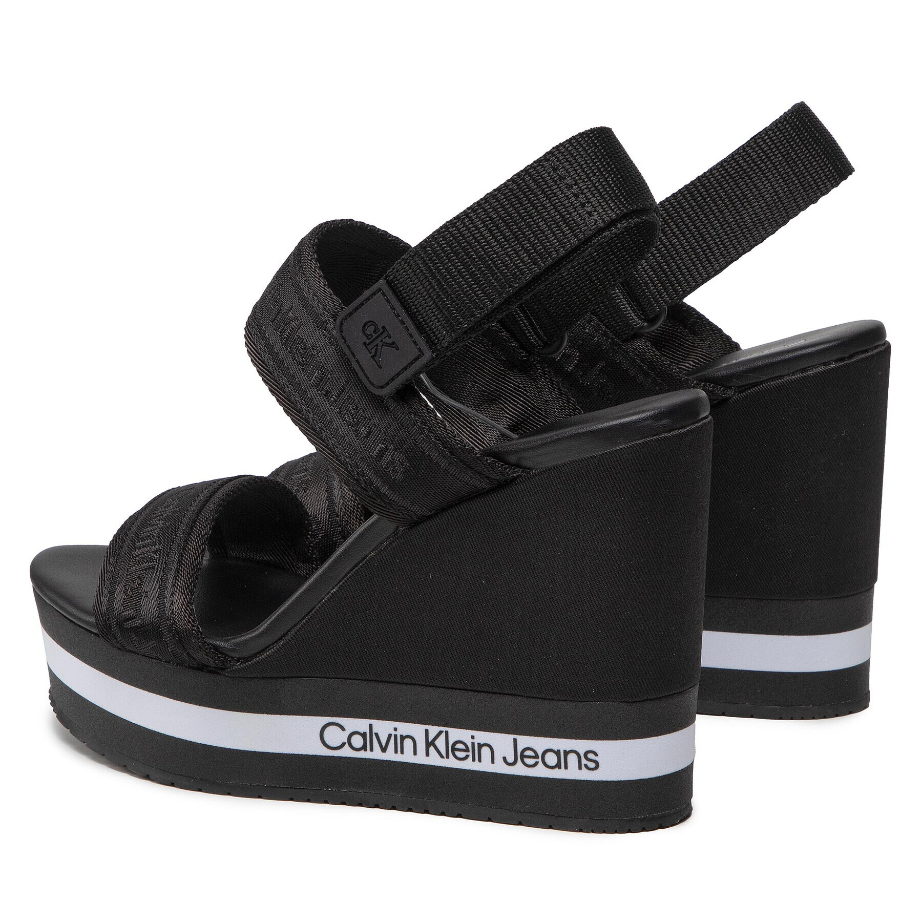 Calvin Klein Jeans Sandali Wedge Sandal Sling Pes YW0YW00572 Črna - Pepit.si