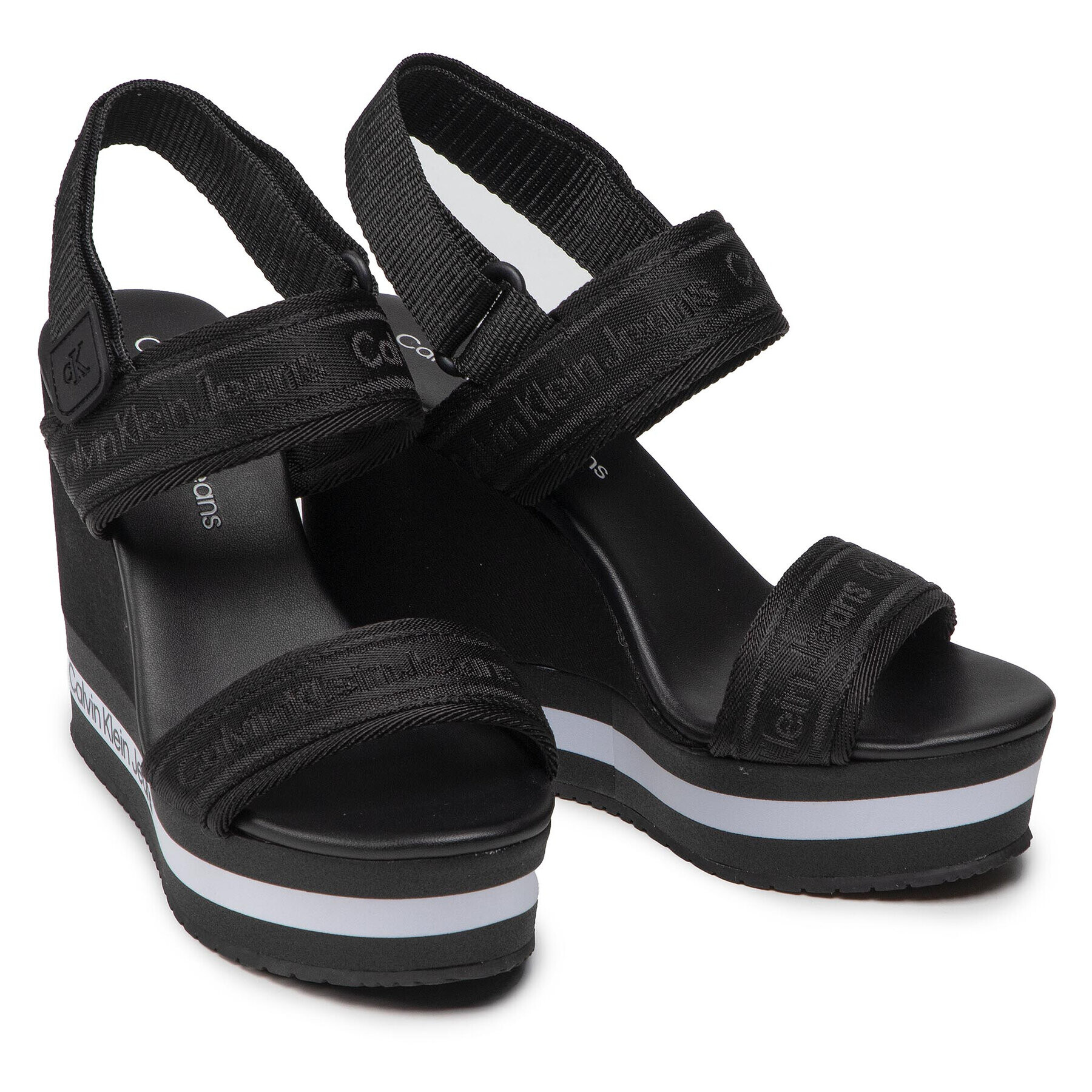 Calvin Klein Jeans Sandali Wedge Sandal Sling Pes YW0YW00572 Črna - Pepit.si