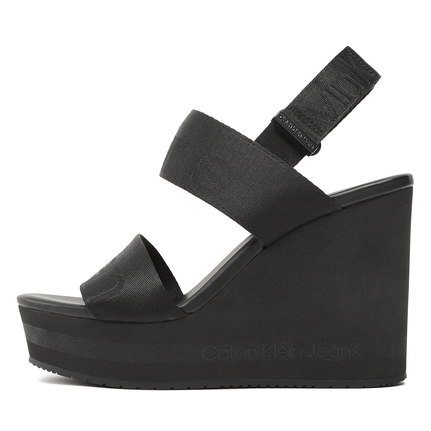 Calvin Klein Jeans Sandali Wedge Sandal Webbing YW0YW00959 Črna - Pepit.si