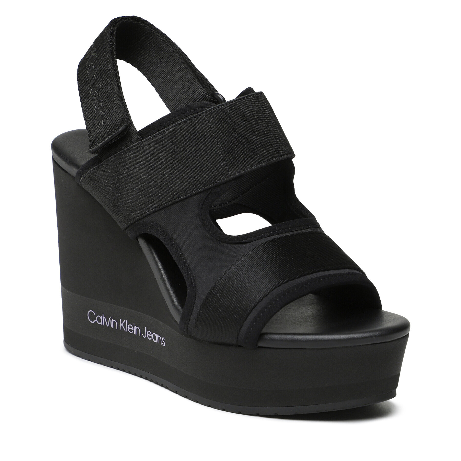 Calvin Klein Jeans Sandali Wedge Sandal Webbing YW0YW01073 Črna - Pepit.si