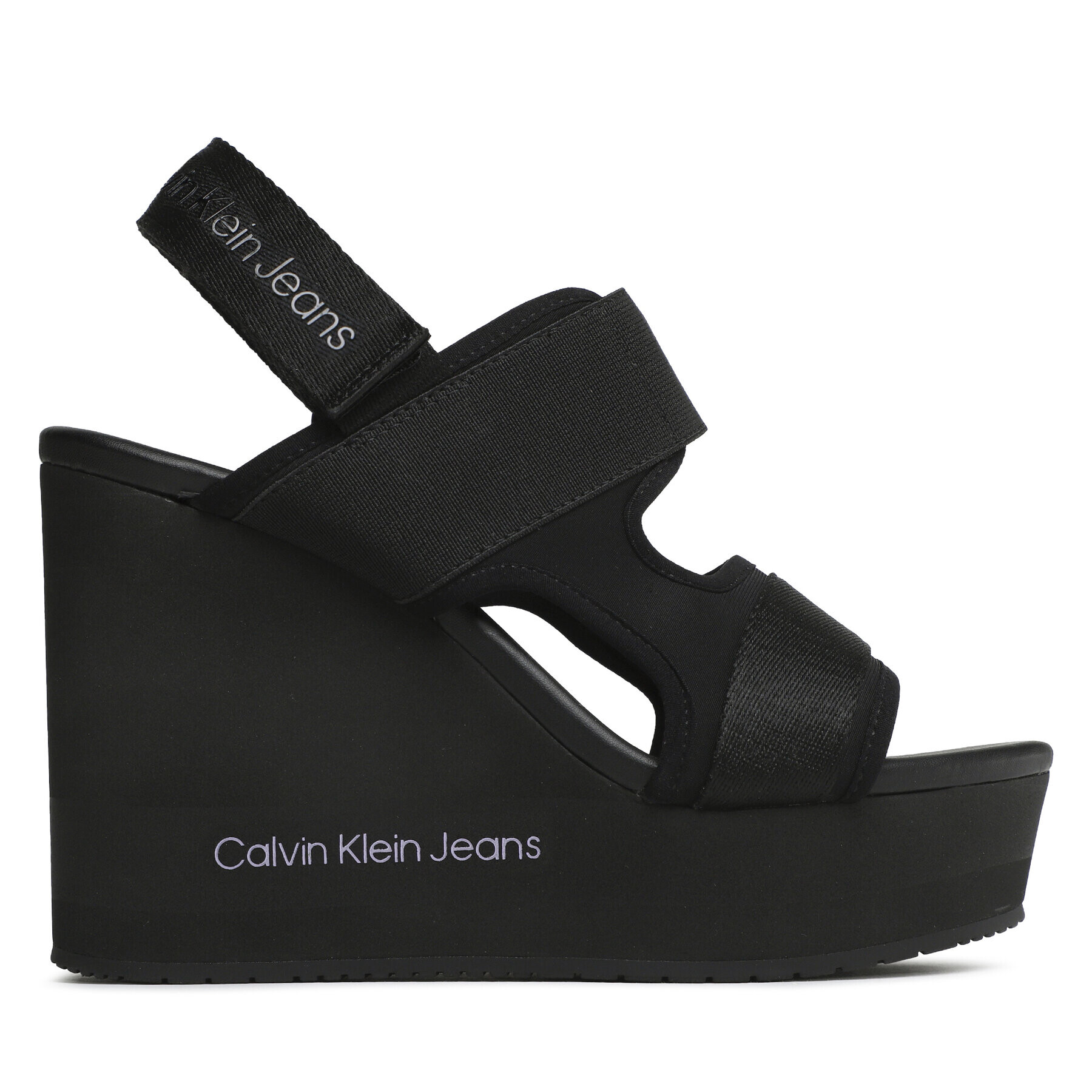 Calvin Klein Jeans Sandali Wedge Sandal Webbing YW0YW01073 Črna - Pepit.si