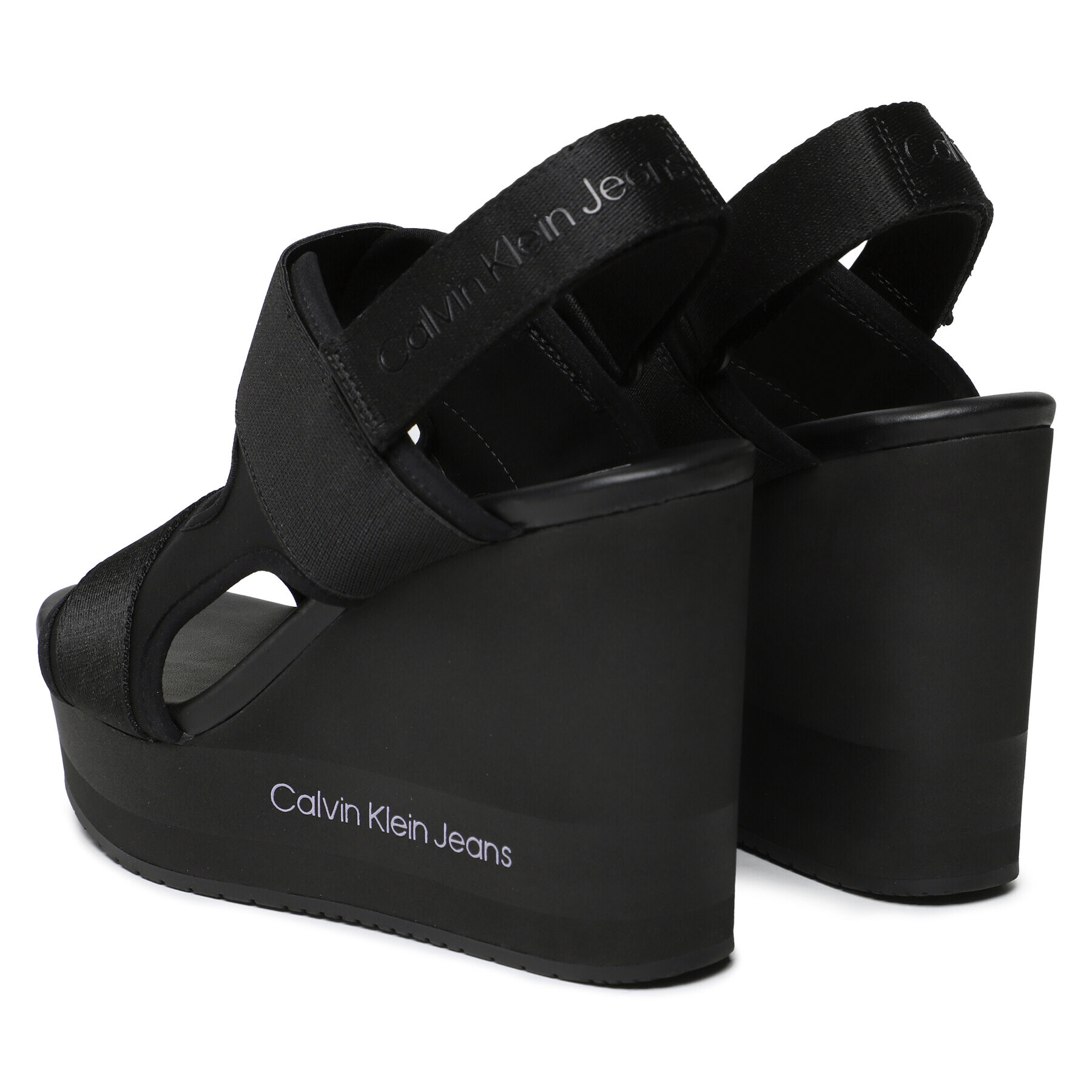 Calvin Klein Jeans Sandali Wedge Sandal Webbing YW0YW01073 Črna - Pepit.si