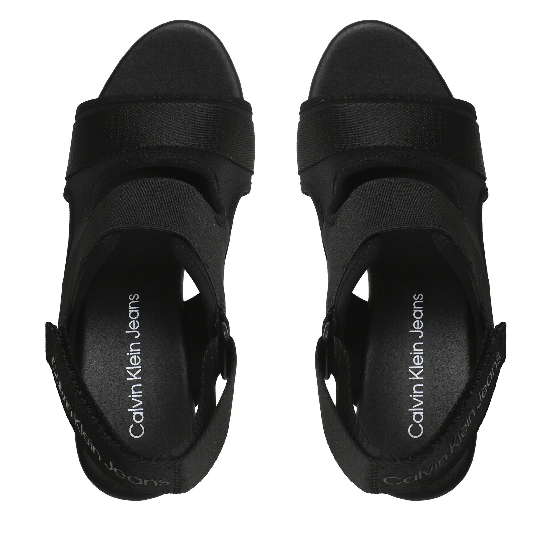 Calvin Klein Jeans Sandali Wedge Sandal Webbing YW0YW01073 Črna - Pepit.si