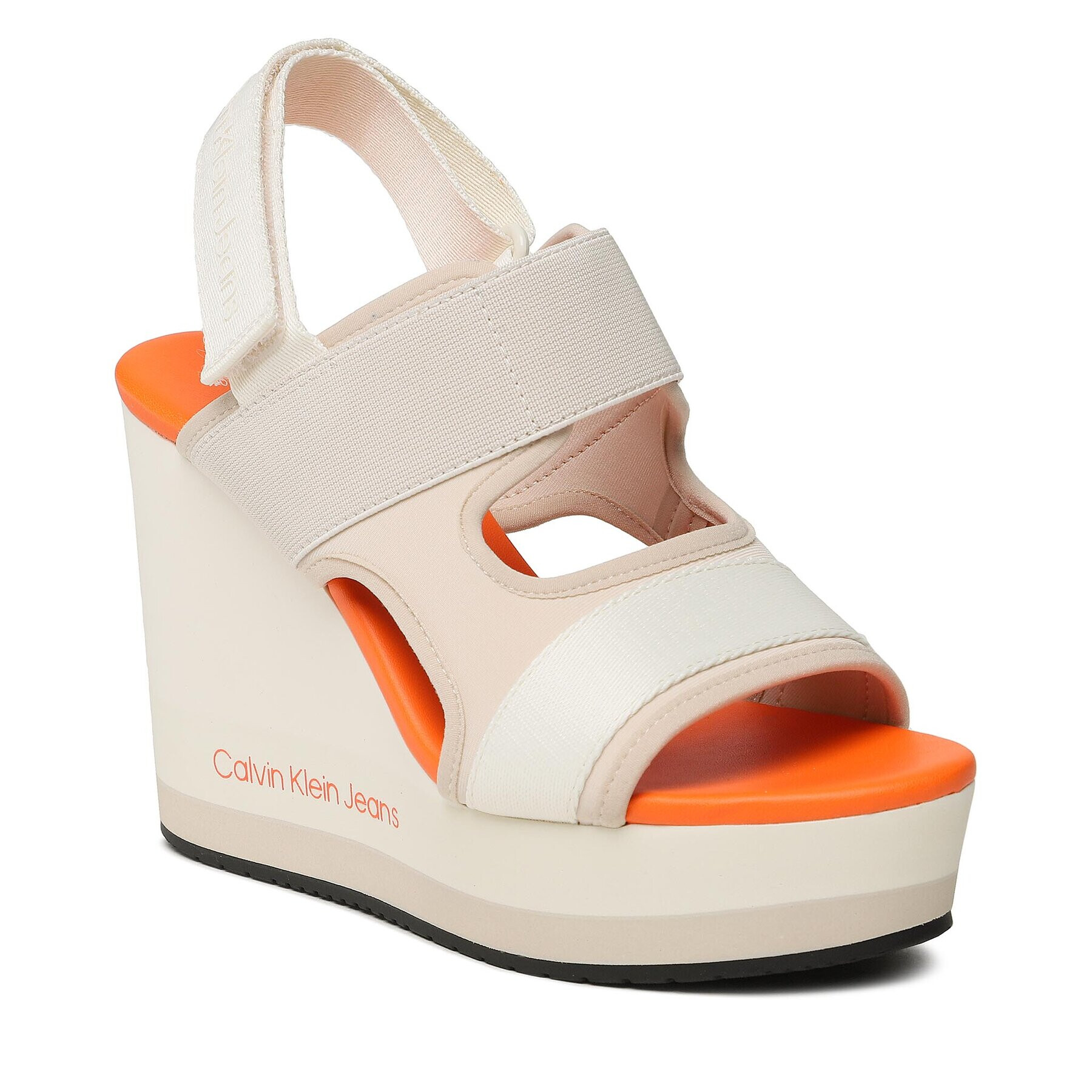 Calvin Klein Jeans Sandali Wedge Sandal Webbing YW0YW01073 Écru - Pepit.si