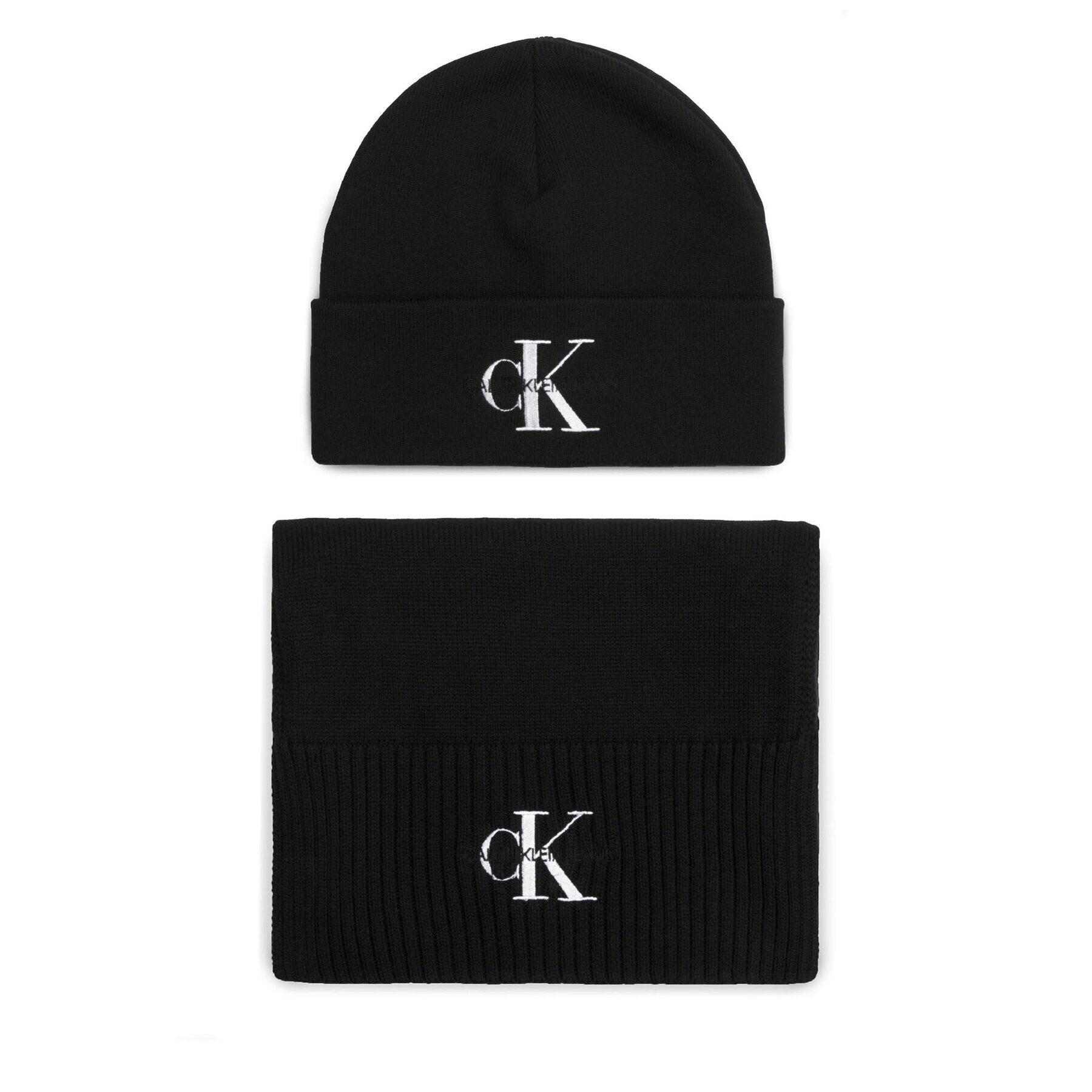 Calvin Klein Jeans Set šal + kapa Gifting Mono Beanie/Scarf K50K511199 Črna - Pepit.si