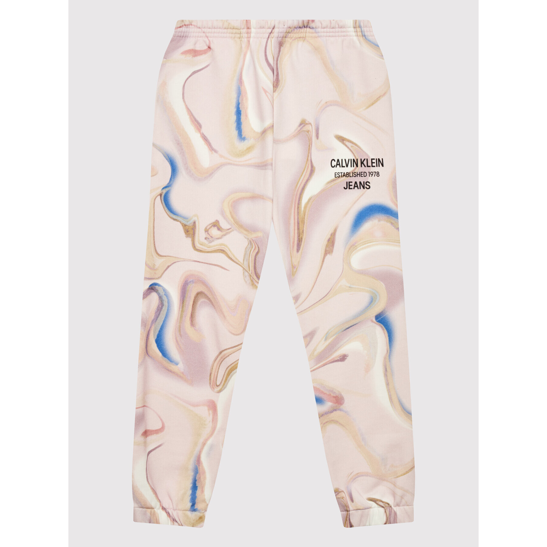 Calvin Klein Jeans Spodnji del trenirke Liquid Print IG0IG01264 Roza Regular Fit - Pepit.si