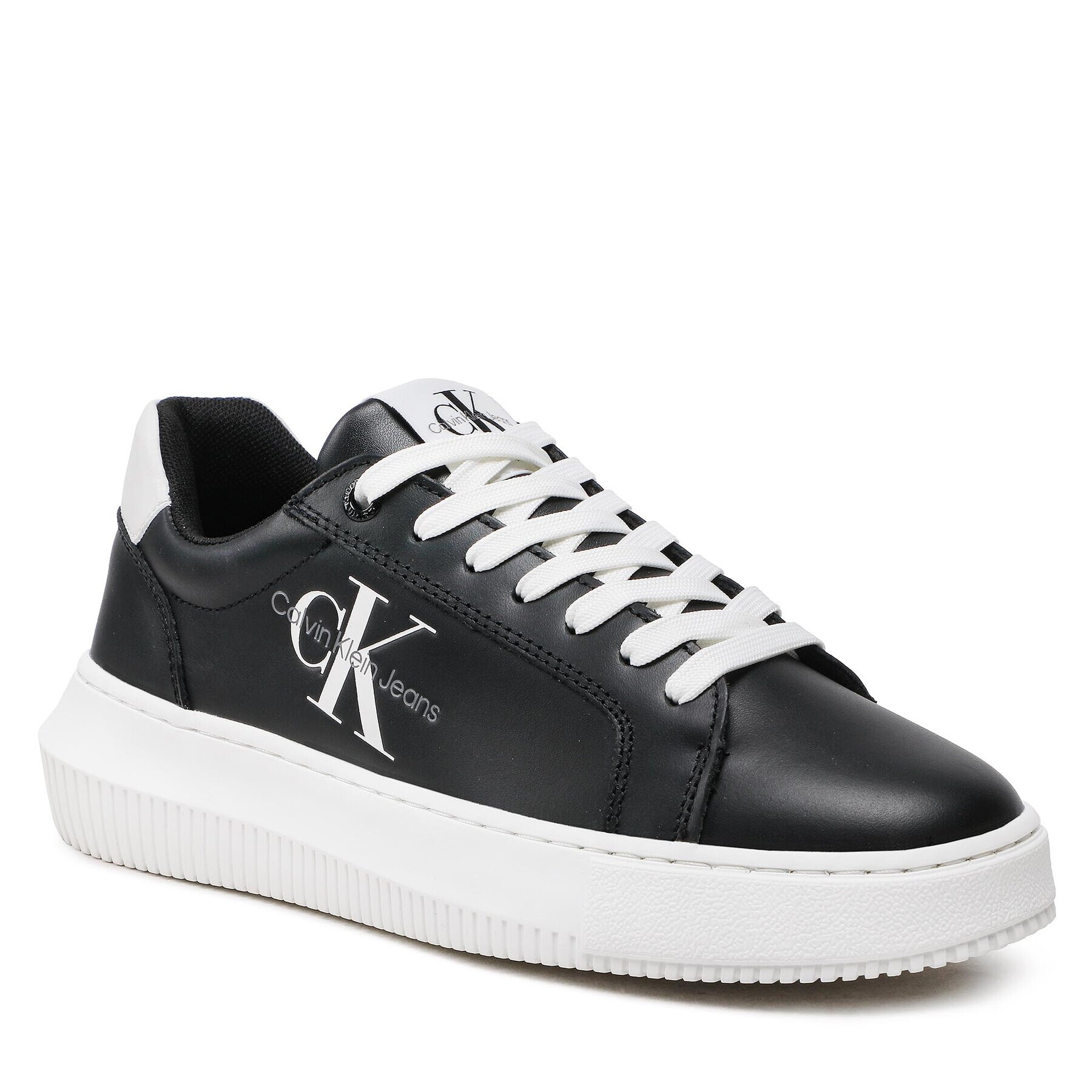 Calvin Klein Jeans Superge Chunky Cupsole Laceup Mon Lth Wn YW0YW00823 Črna - Pepit.si