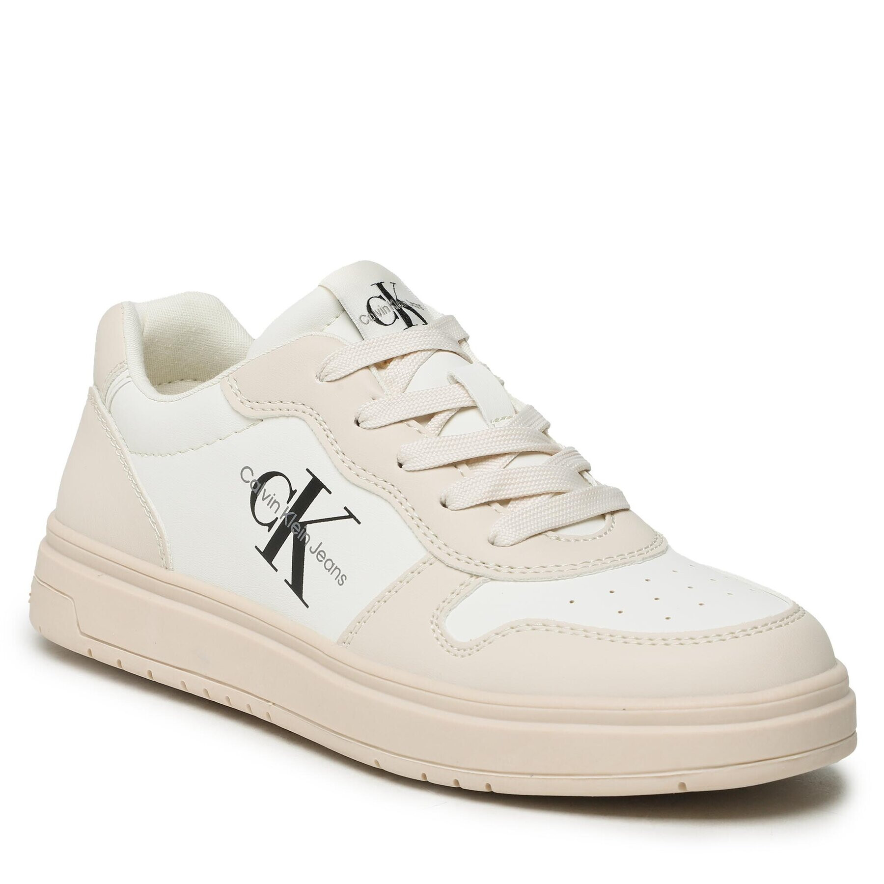 Calvin Klein Jeans Superge Low Cut Lace-Up Sneaker V3X9-80552-1355 S Écru - Pepit.si