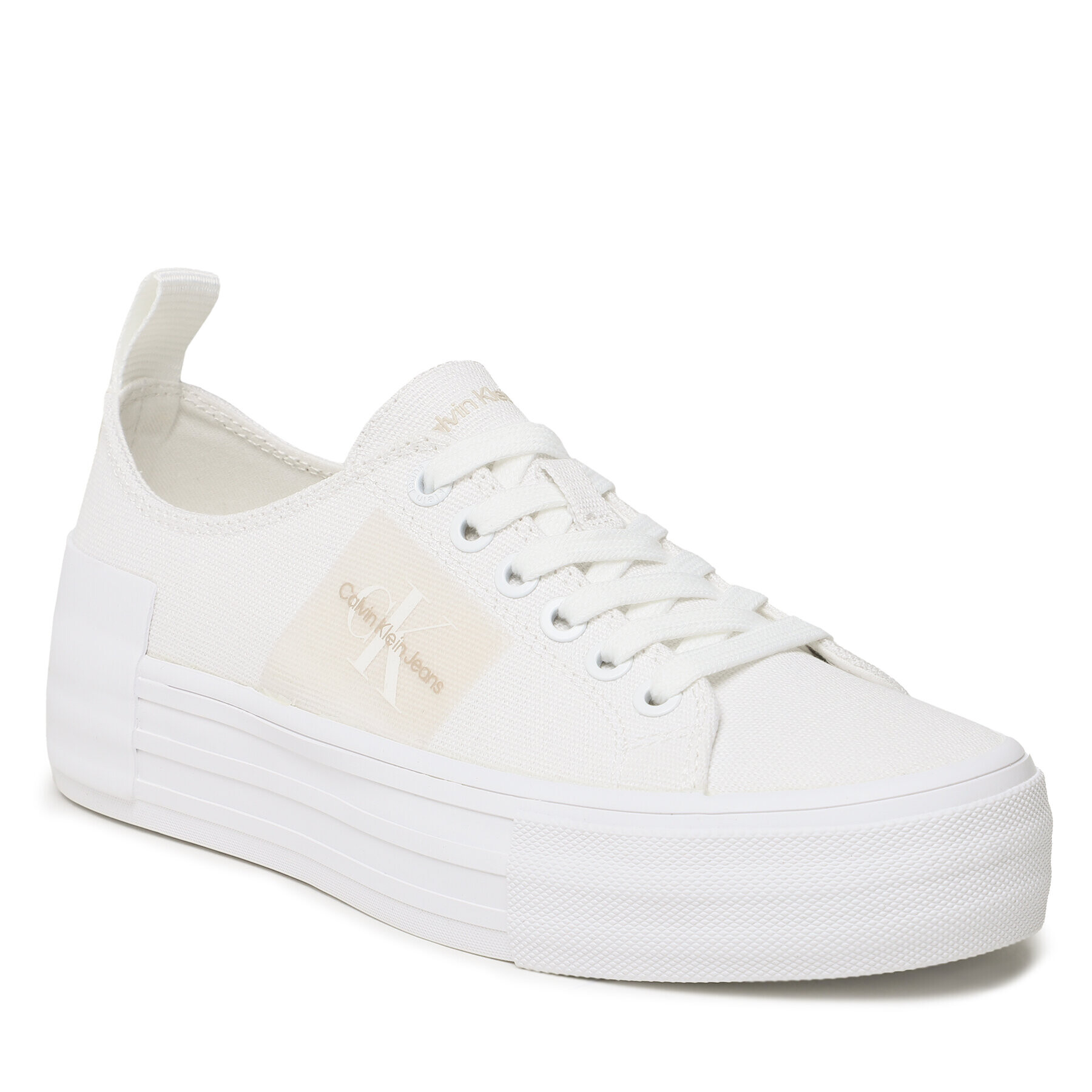 Calvin Klein Jeans Tenis superge Bold Vulc Flat Laceup YW0YW01039 Bela - Pepit.si