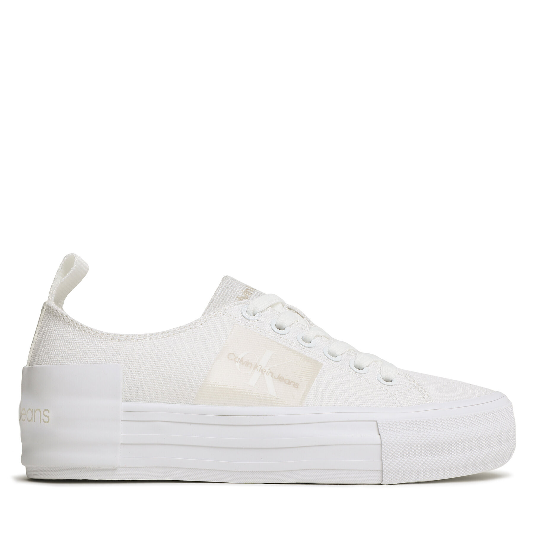 Calvin Klein Jeans Tenis superge Bold Vulc Flat Laceup YW0YW01039 Bela - Pepit.si