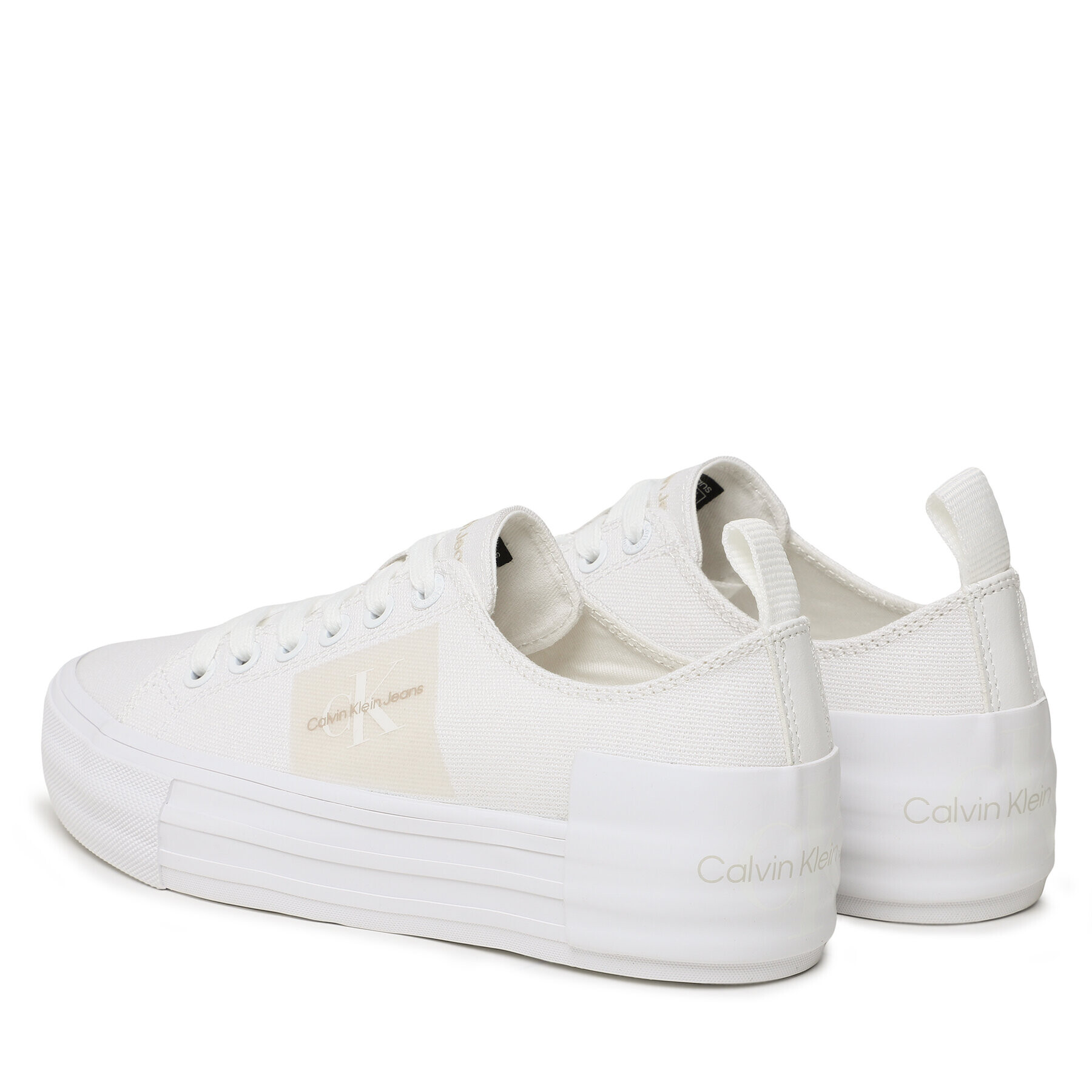 Calvin Klein Jeans Tenis superge Bold Vulc Flat Laceup YW0YW01039 Bela - Pepit.si