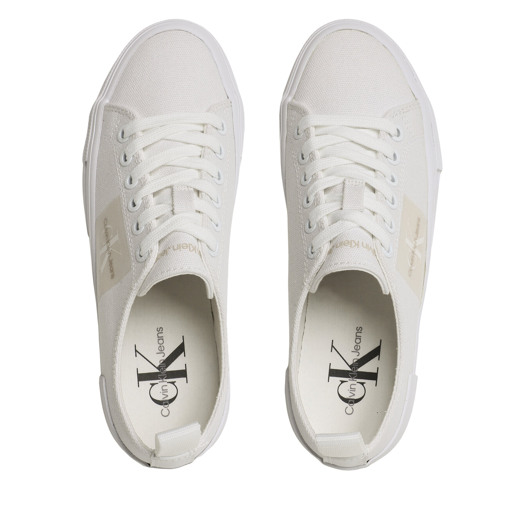 Calvin Klein Jeans Tenis superge Bold Vulc Flat Laceup YW0YW01039 Bela - Pepit.si