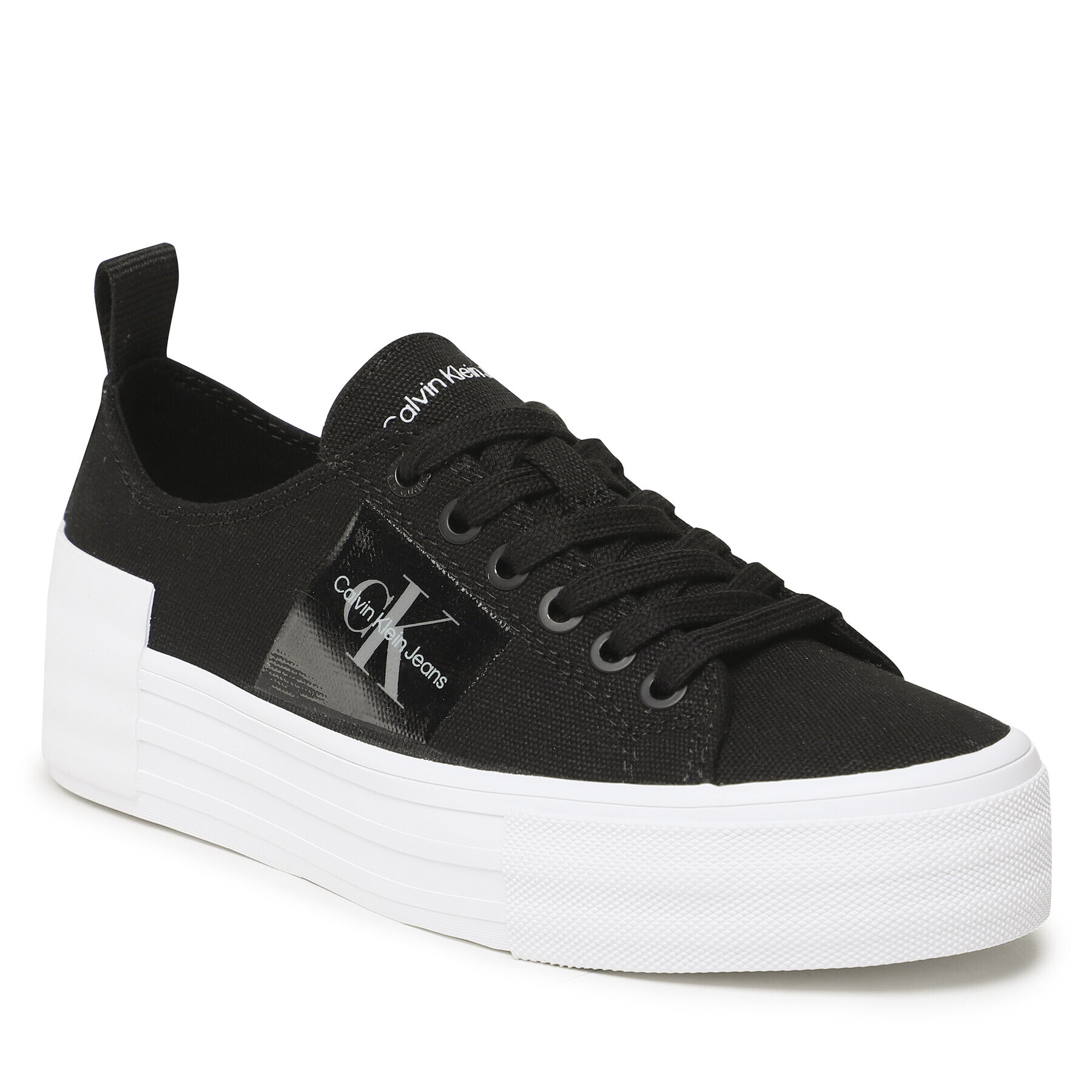 Calvin Klein Jeans Tenis superge Bold Vulc Flatf Laceup Wn YW0YW01039 Črna - Pepit.si