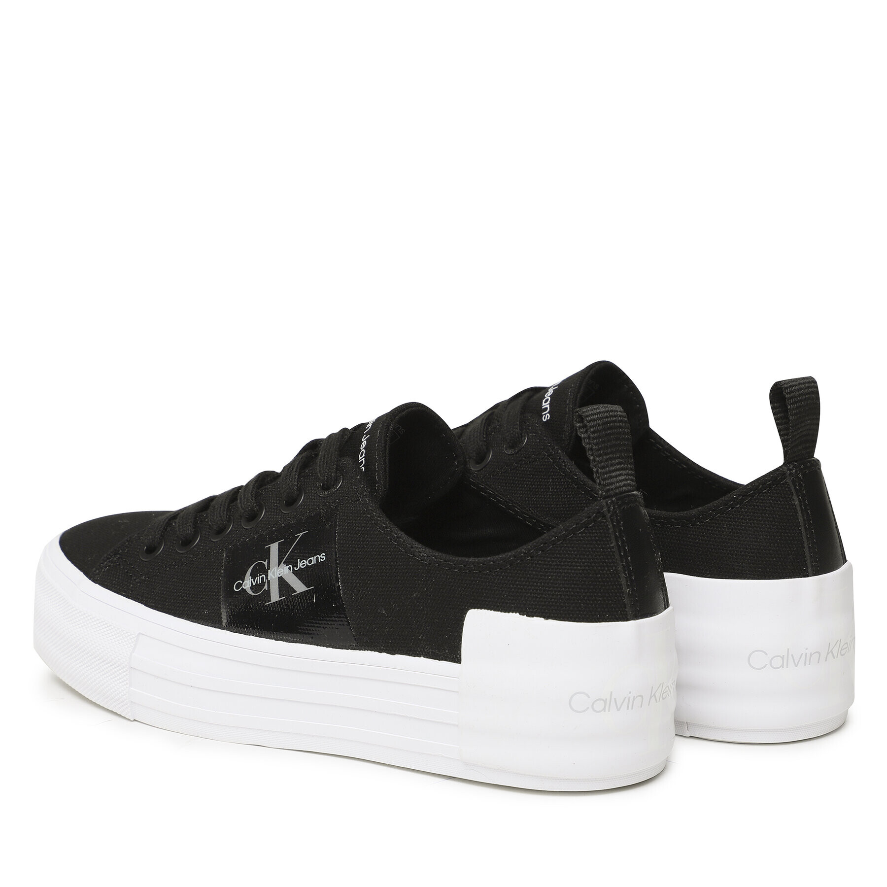 Calvin Klein Jeans Tenis superge Bold Vulc Flatf Laceup Wn YW0YW01039 Črna - Pepit.si