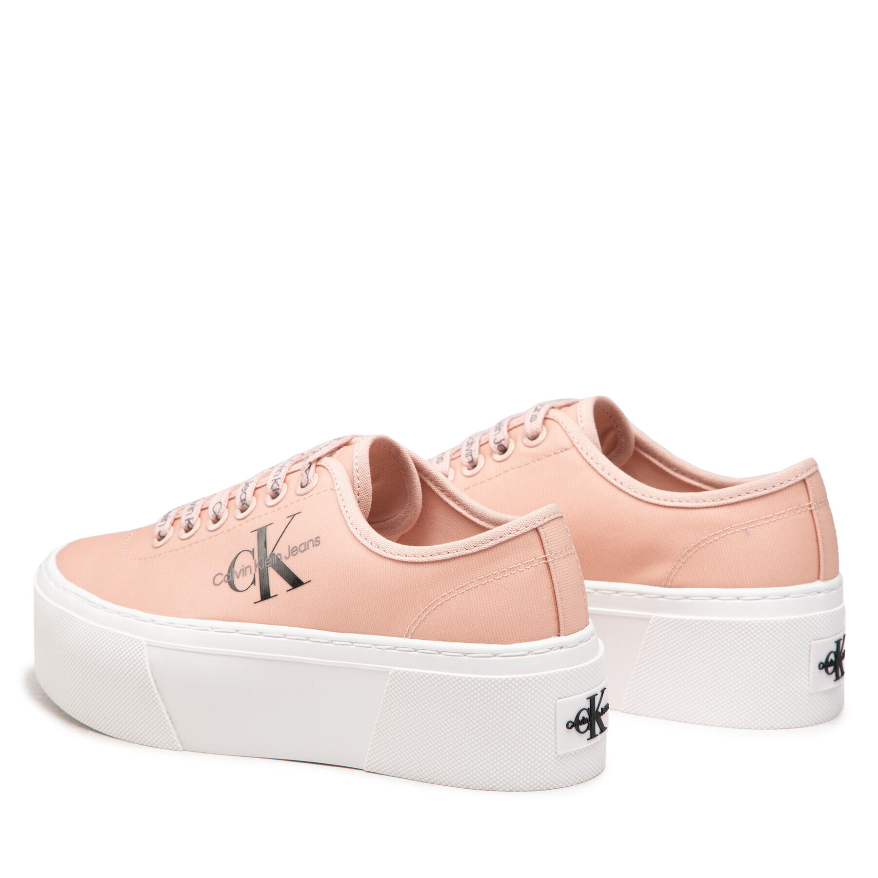 Calvin Klein Jeans Tenis superge Cupsole Flatform Laceup Low Txt YW0YW00766TKY Roza - Pepit.si