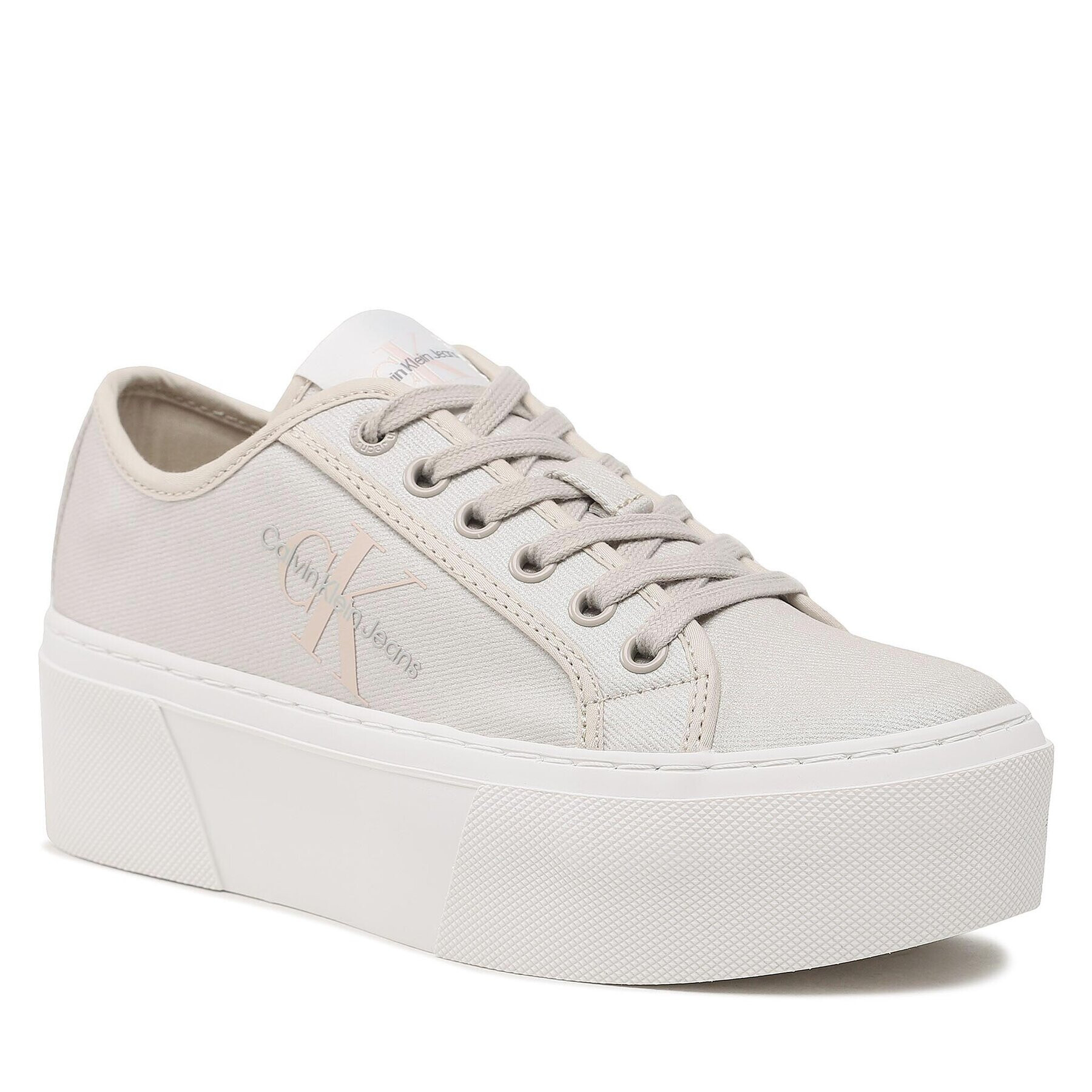 Calvin Klein Jeans Tenis superge Cupsole Flatform Ny Pearl Wn YW0YW01221 Bež - Pepit.si