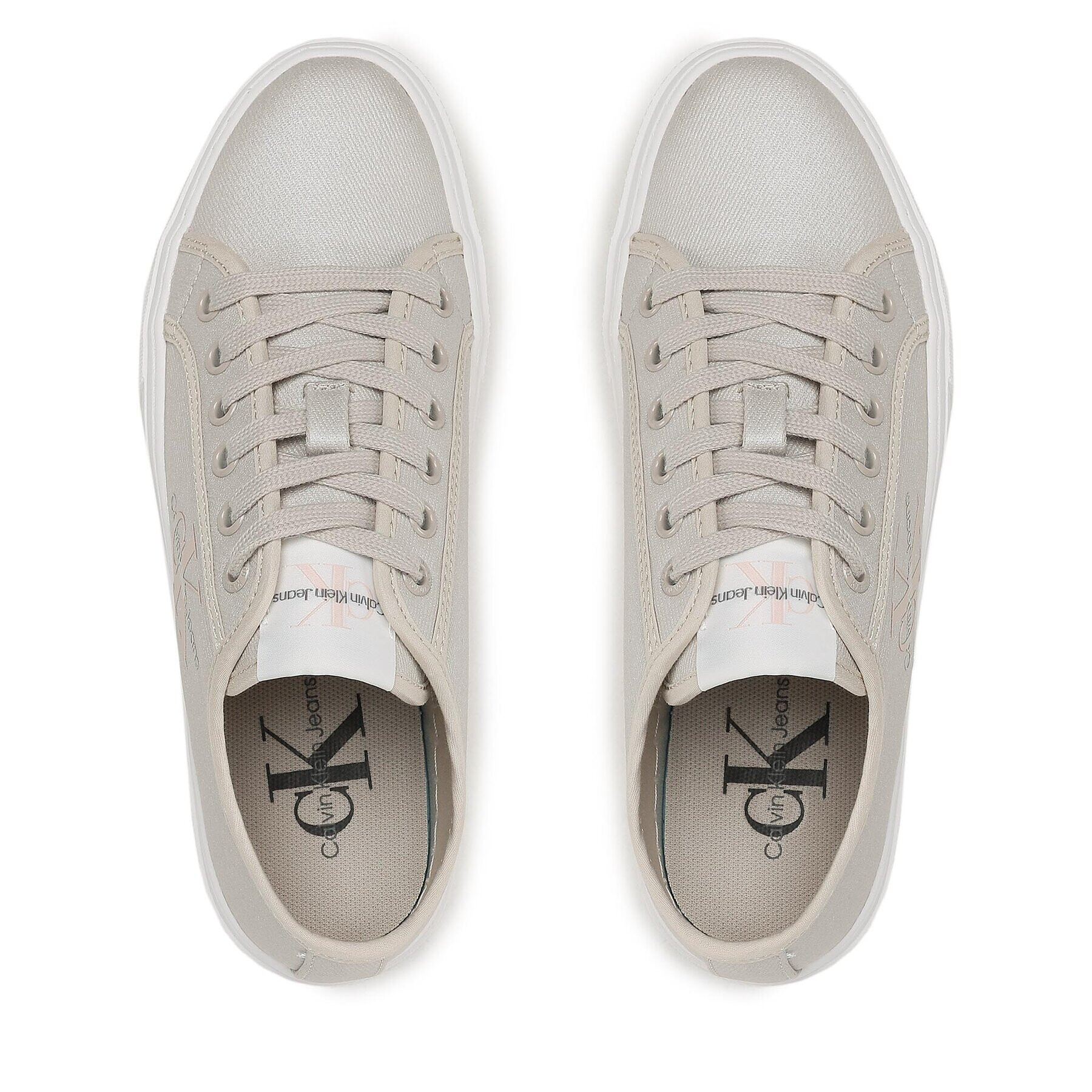 Calvin Klein Jeans Tenis superge Cupsole Flatform Ny Pearl Wn YW0YW01221 Bež - Pepit.si