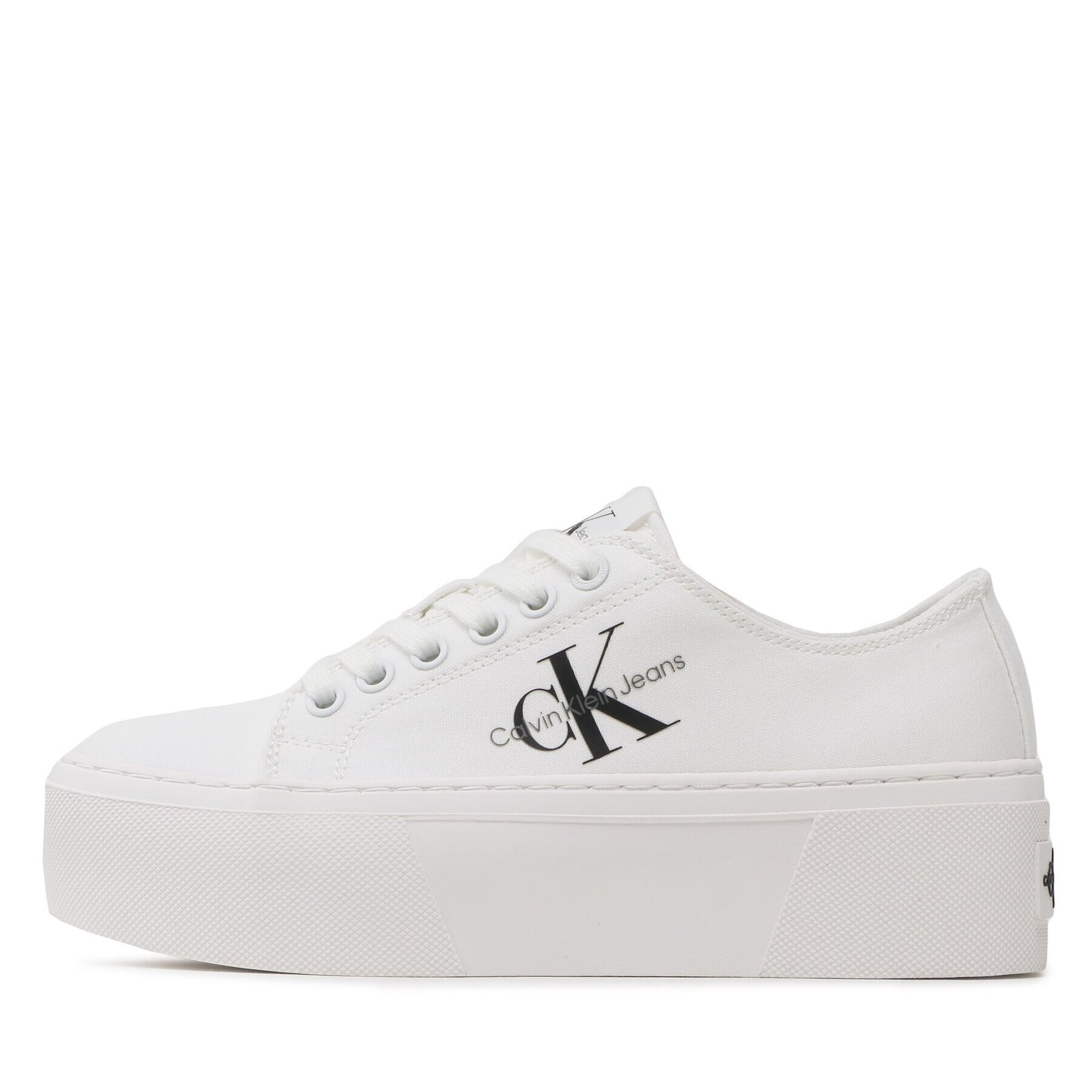 Calvin Klein Jeans Tenis superge Cupsole Low Txt YW0YW01033 Bela - Pepit.si