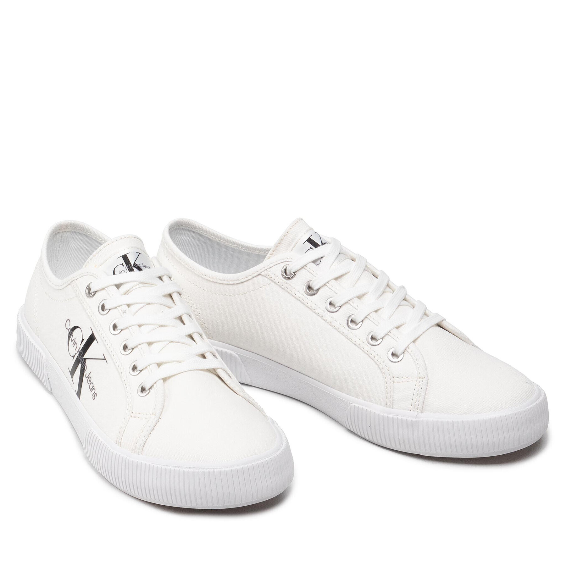 Calvin Klein Jeans Tenis superge Essential Vulcanized 1 YM0YM00306 Bela - Pepit.si