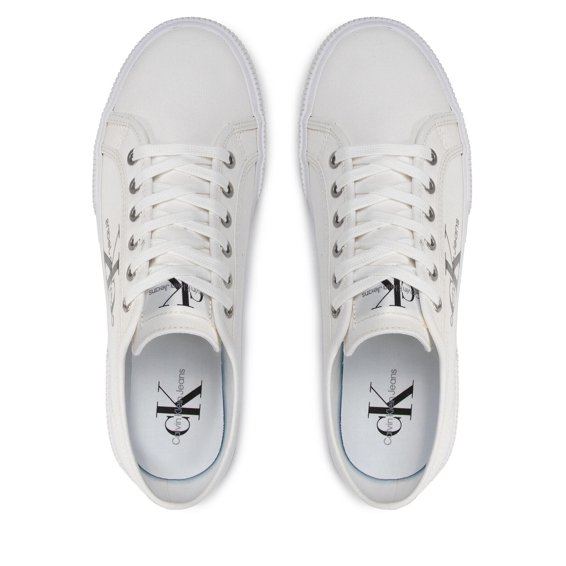 Calvin Klein Jeans Tenis superge Essential Vulcanized 1 YM0YM00306 Bela - Pepit.si