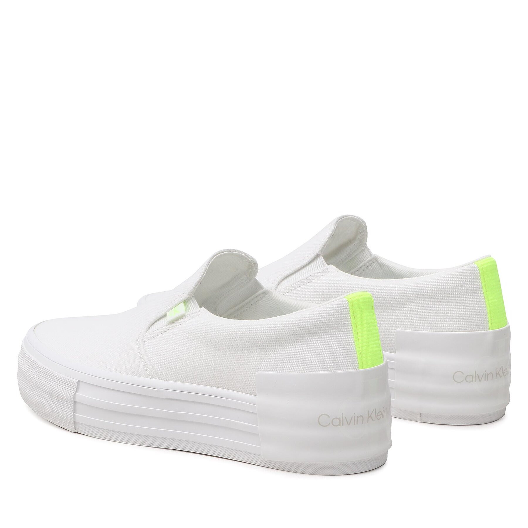 Calvin Klein Jeans Tenis superge Vulc Flatf Bold Slipon Fluo Cont YW0YW00905 Bela - Pepit.si