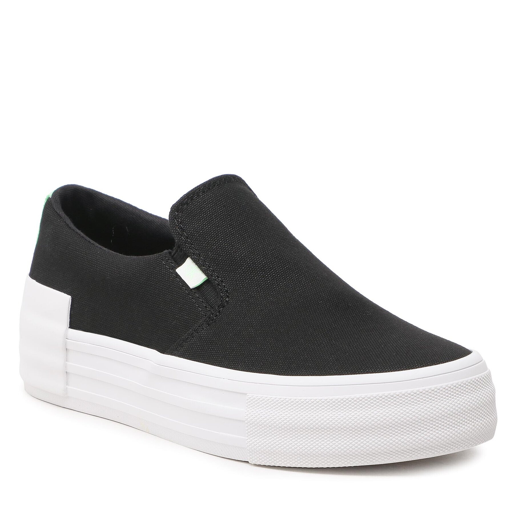 Calvin Klein Jeans Tenis superge Vulc Flatf Bold Slipon Fluo Cont YW0YW00905 Črna - Pepit.si