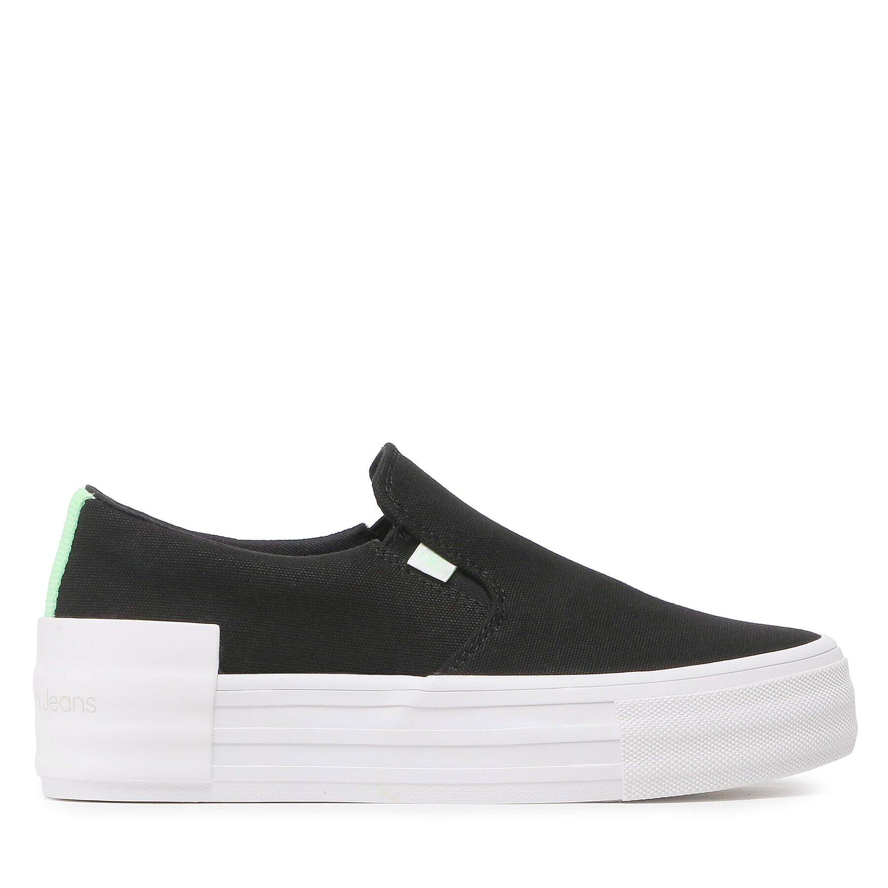 Calvin Klein Jeans Tenis superge Vulc Flatf Bold Slipon Fluo Cont YW0YW00905 Črna - Pepit.si