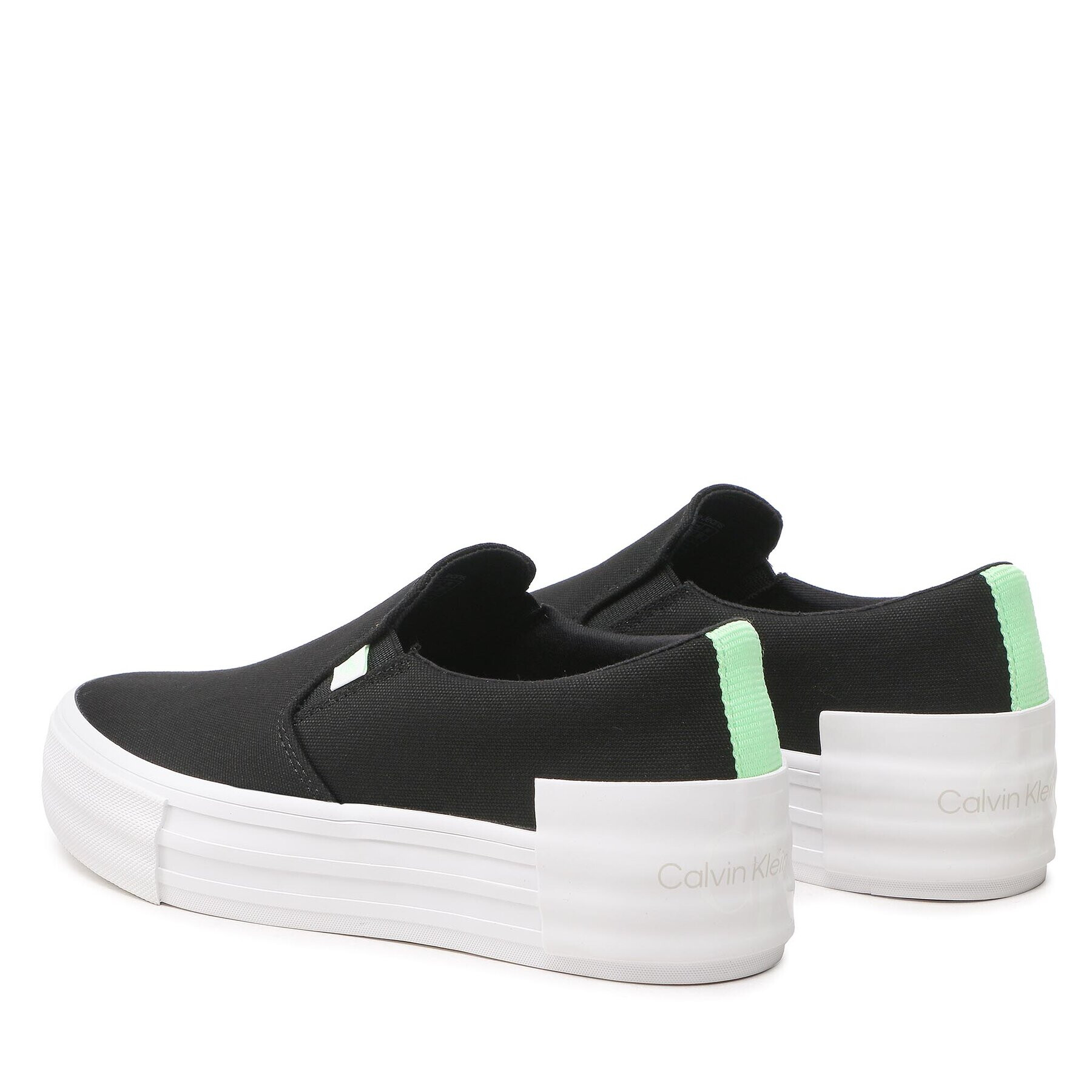 Calvin Klein Jeans Tenis superge Vulc Flatf Bold Slipon Fluo Cont YW0YW00905 Črna - Pepit.si