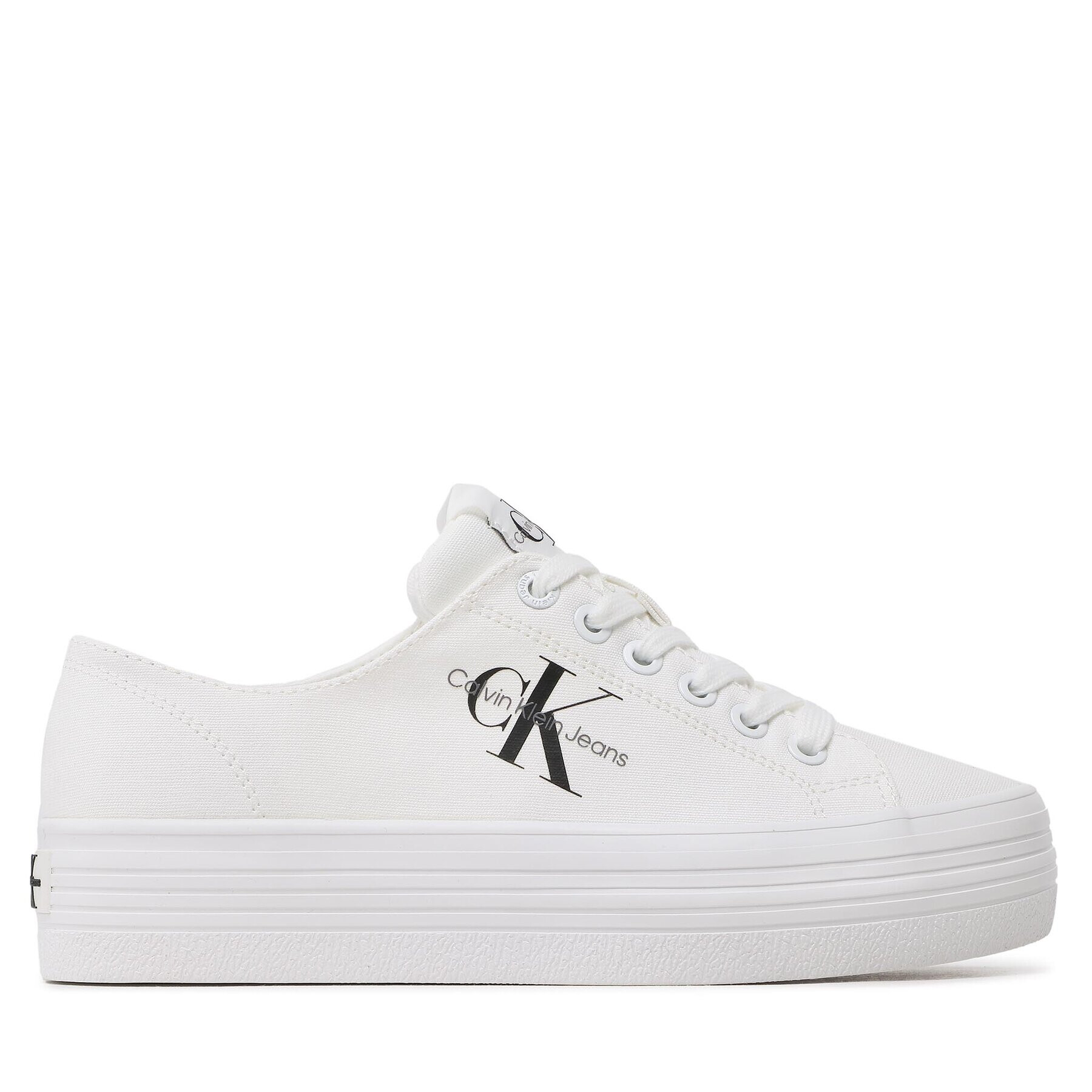 Calvin Klein Jeans Tenis superge Vulc Flatform Essential Mono YW0YW01030 Bela - Pepit.si