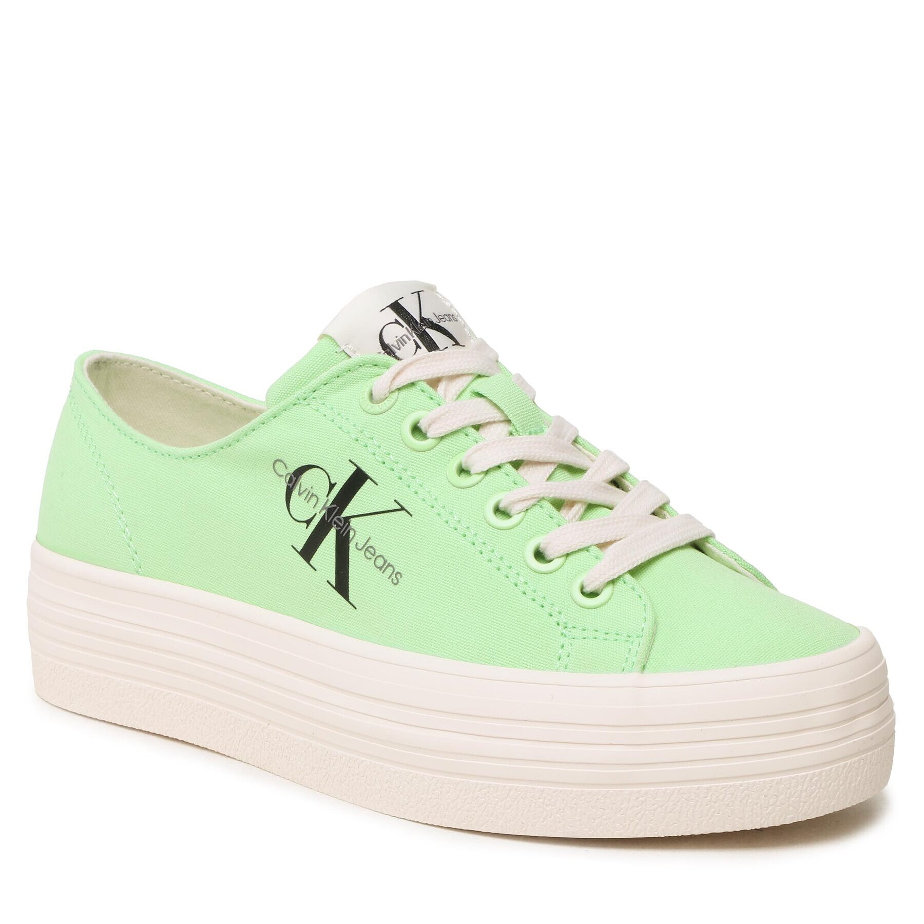 Calvin Klein Jeans Tenis superge Vulc Flatform Essential Mono YW0YW01030 Zelena - Pepit.si