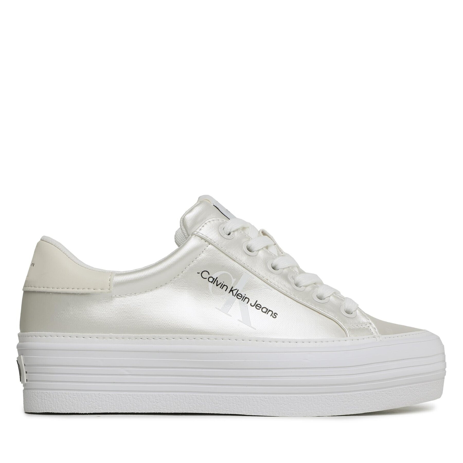 Calvin Klein Jeans Tenis superge Vulc Flatform Laceup Ny Pearl Wn YW0YW01037 Bela - Pepit.si