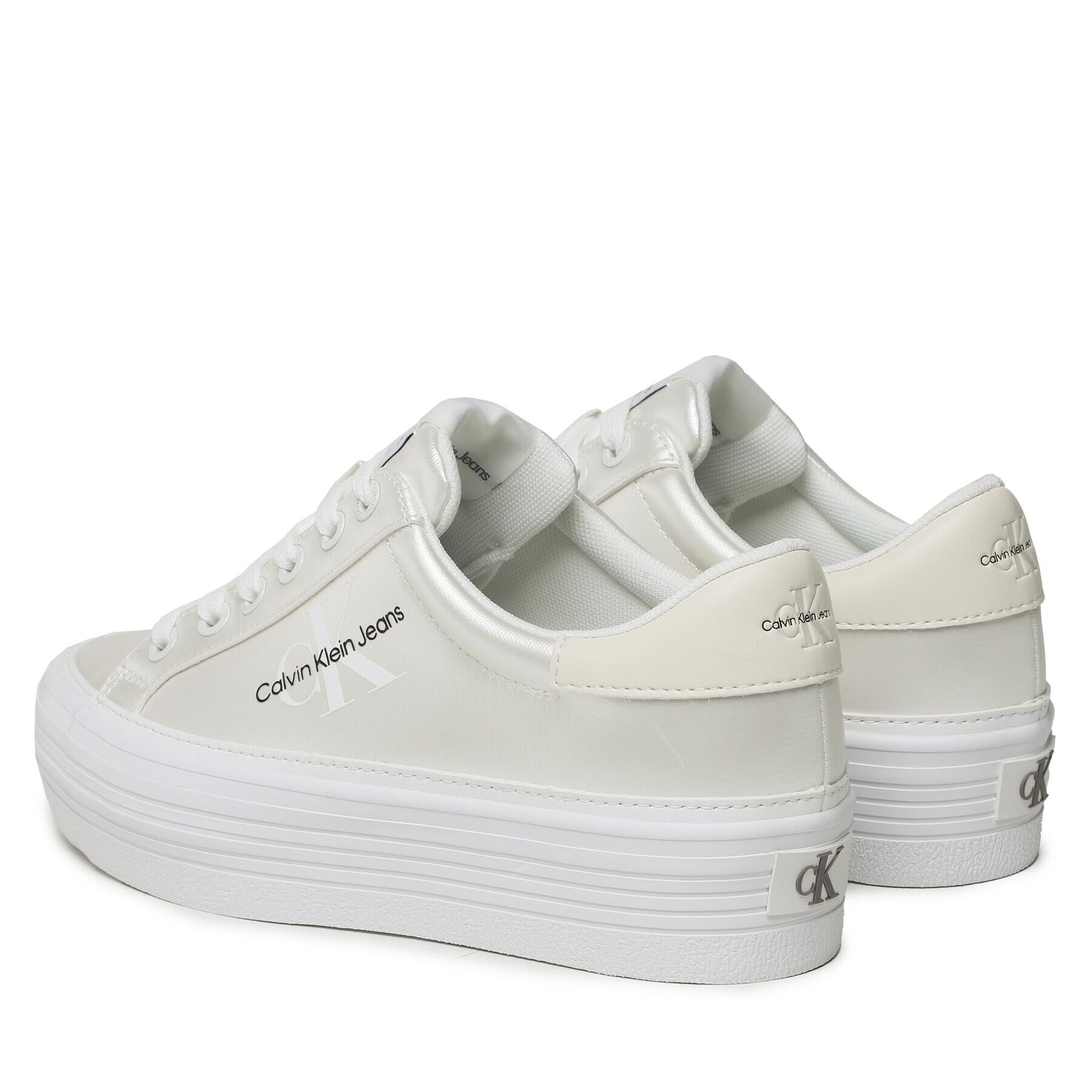 Calvin Klein Jeans Tenis superge Vulc Flatform Laceup Ny Pearl Wn YW0YW01037 Bela - Pepit.si