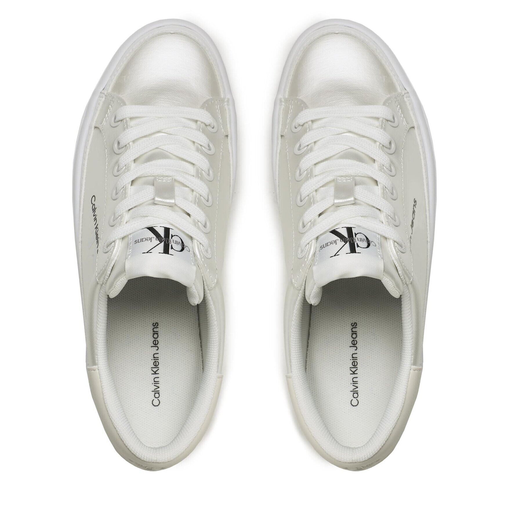 Calvin Klein Jeans Tenis superge Vulc Flatform Laceup Ny Pearl Wn YW0YW01037 Bela - Pepit.si