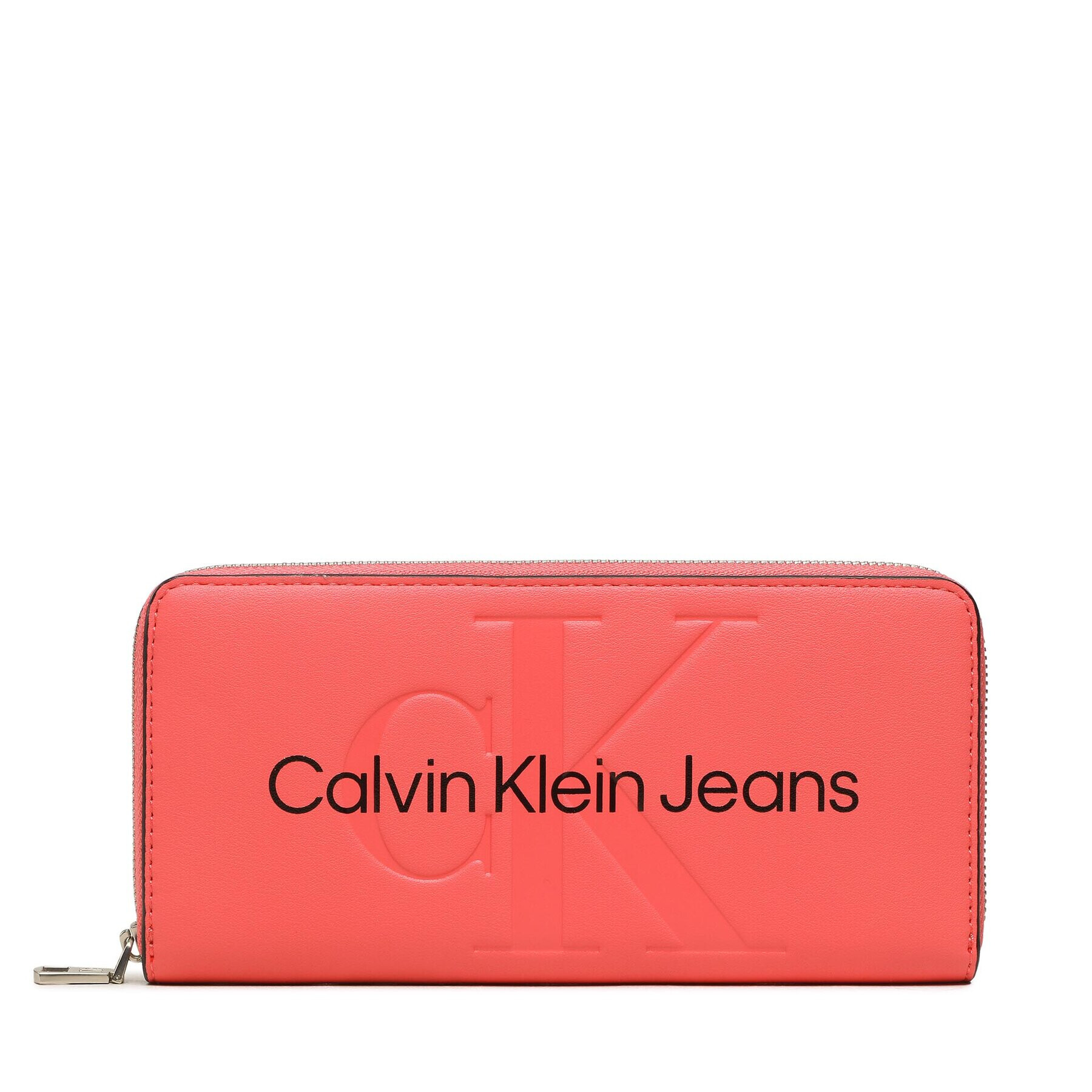 Calvin Klein Jeans Velika ženska denarnica Sculpted Mono Zip Around Mono K60K607634 Koral - Pepit.si