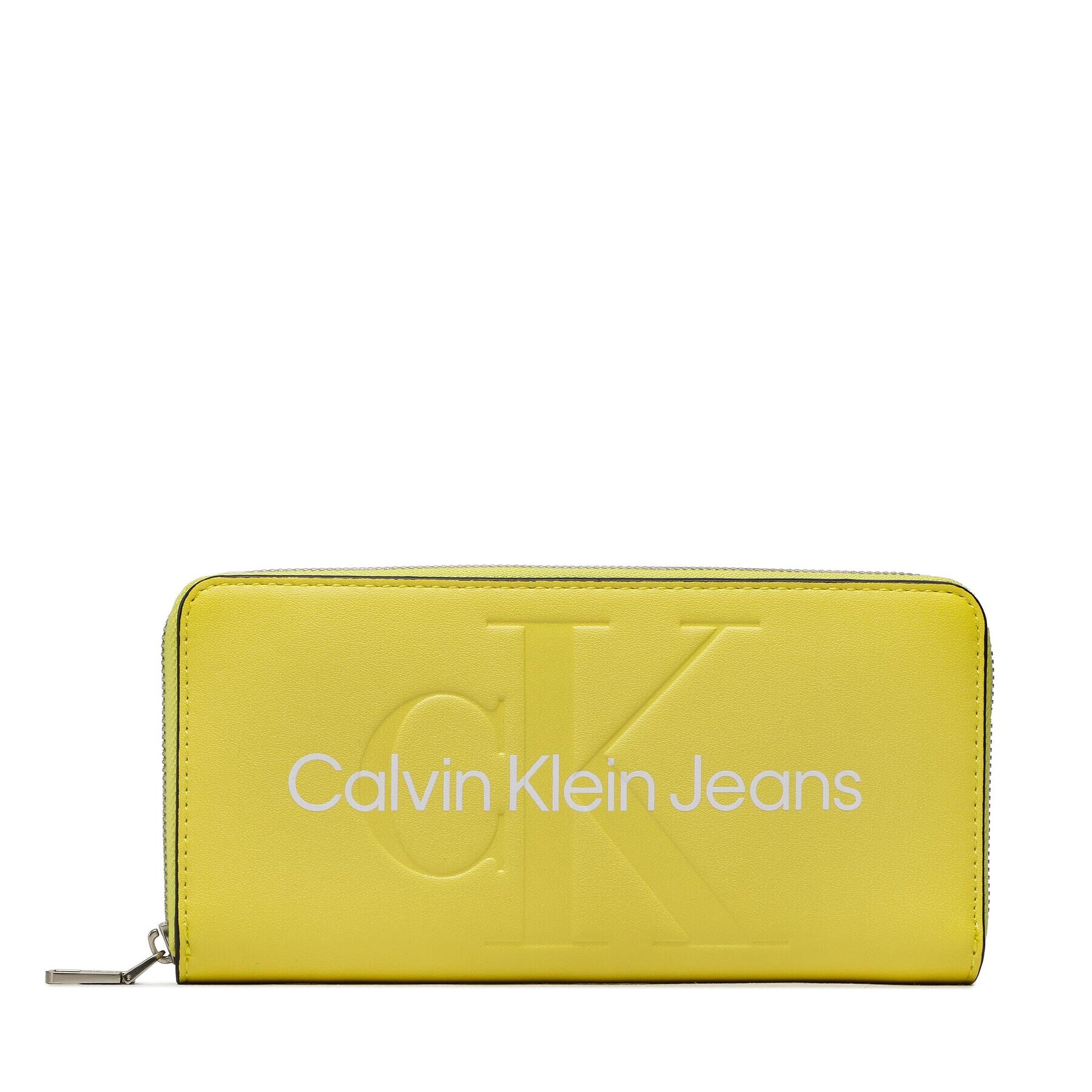 Calvin Klein Jeans Velika ženska denarnica Sculpted Mono Zip Around Mono K60K607634 Rumena - Pepit.si