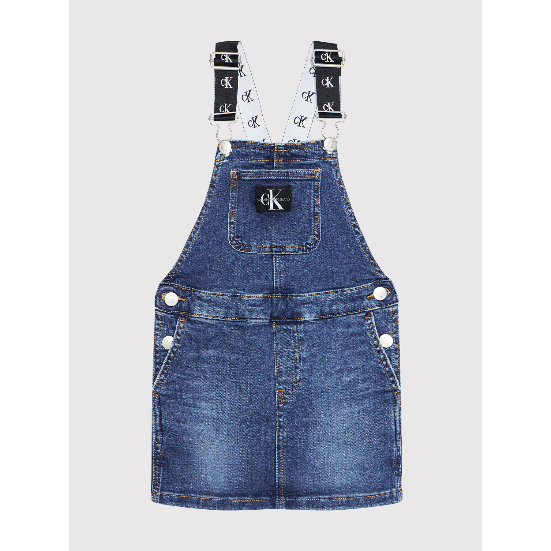 Calvin Klein Jeans Vsakodnevna obleka Denim Dungaree IG0IG01205 Mornarsko modra Regular Fit - Pepit.si