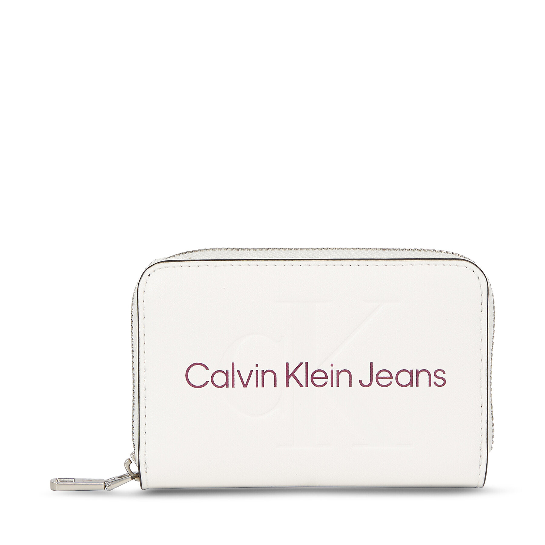 Calvin Klein Jeans Ženska denarnica Sculpted Med Zip Around Mono K60K607229 Bela - Pepit.si