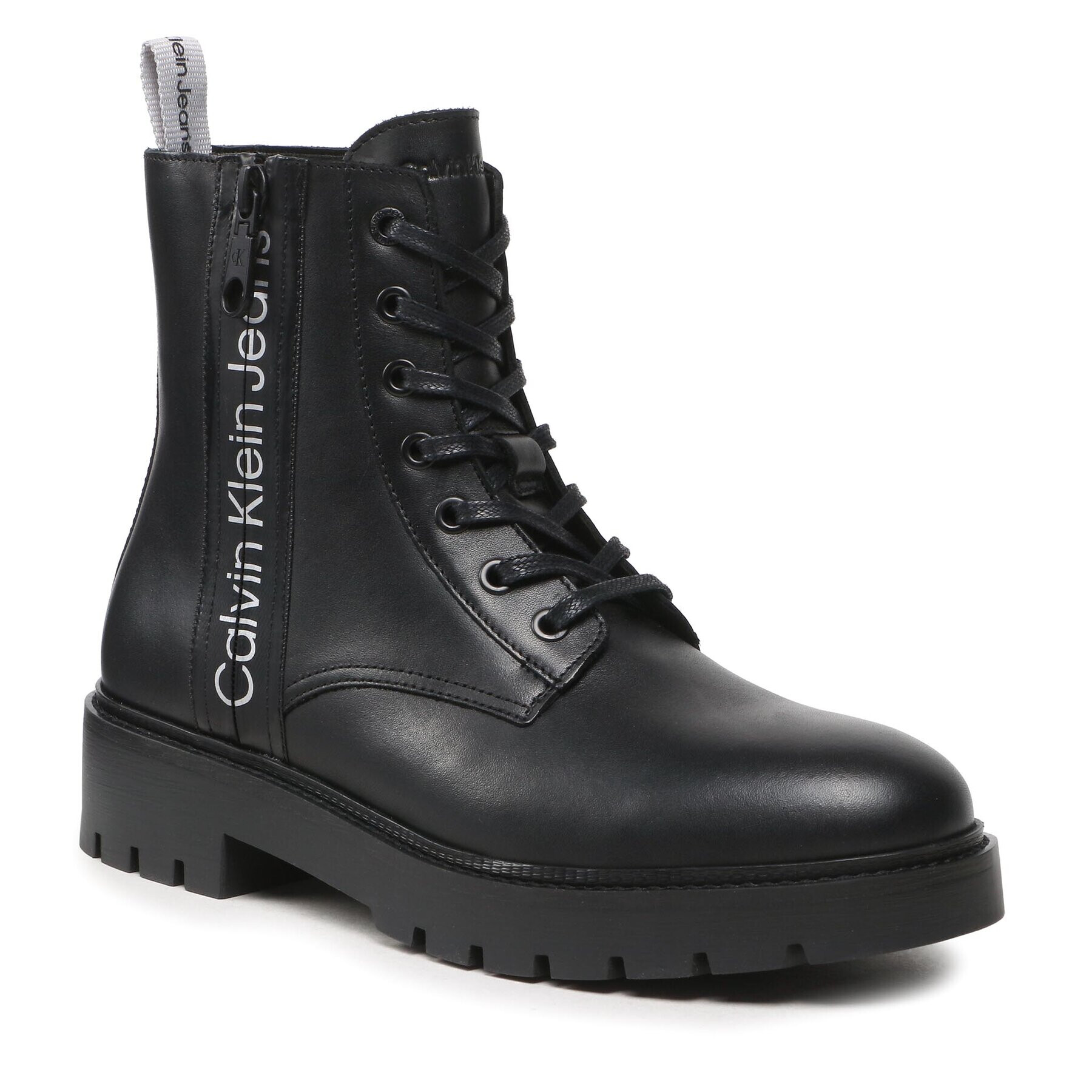 Calvin Klein Jeans Zimski škornji Combat Mid Laceup Boot W Zip YM0YM00262 Črna - Pepit.si